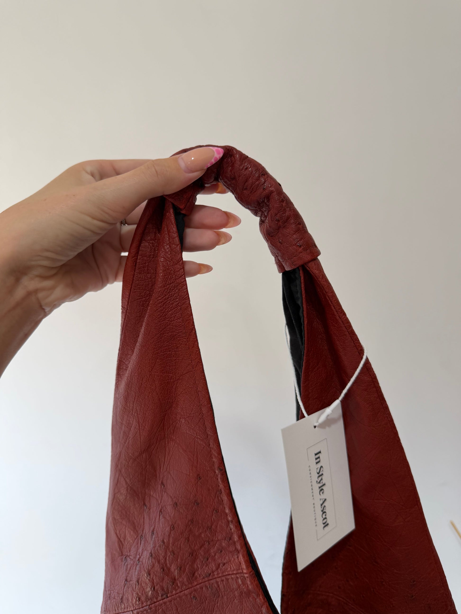 Preloved, Ostrich Leather red  Unbranded  Tote Handbag