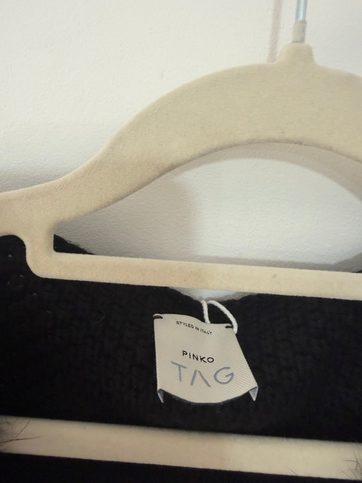 Preloved Black Pinko Rabbit Fur Cardigan Light Jacket, Size XS Runs Big