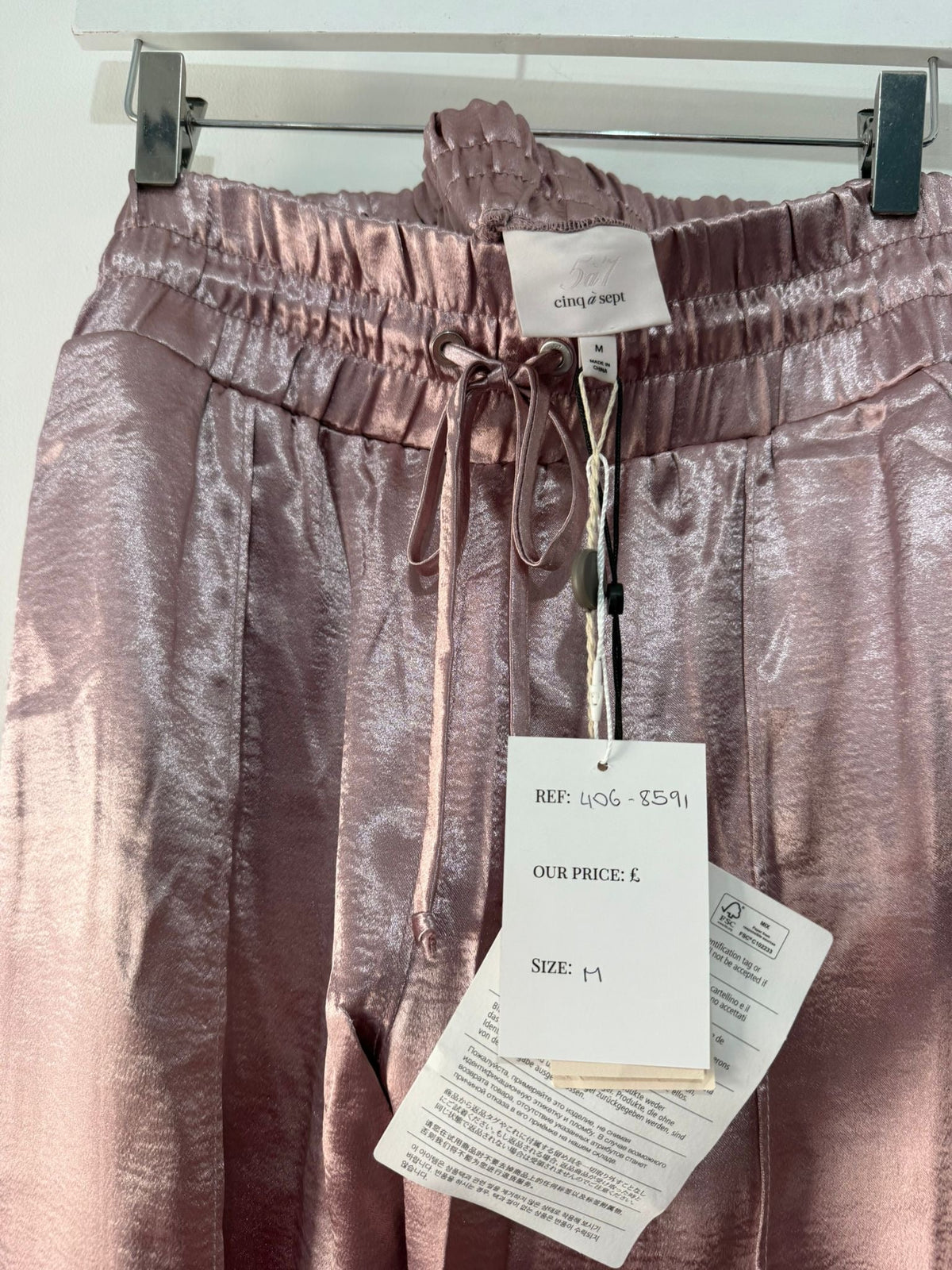 Preloved Metallic Pink Cinq a Sept Trousers, M, BNWT