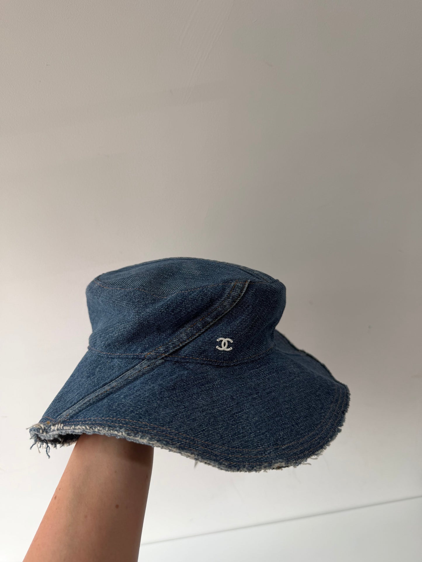 Preloved, Denim Blue Chanel Bucket Hat