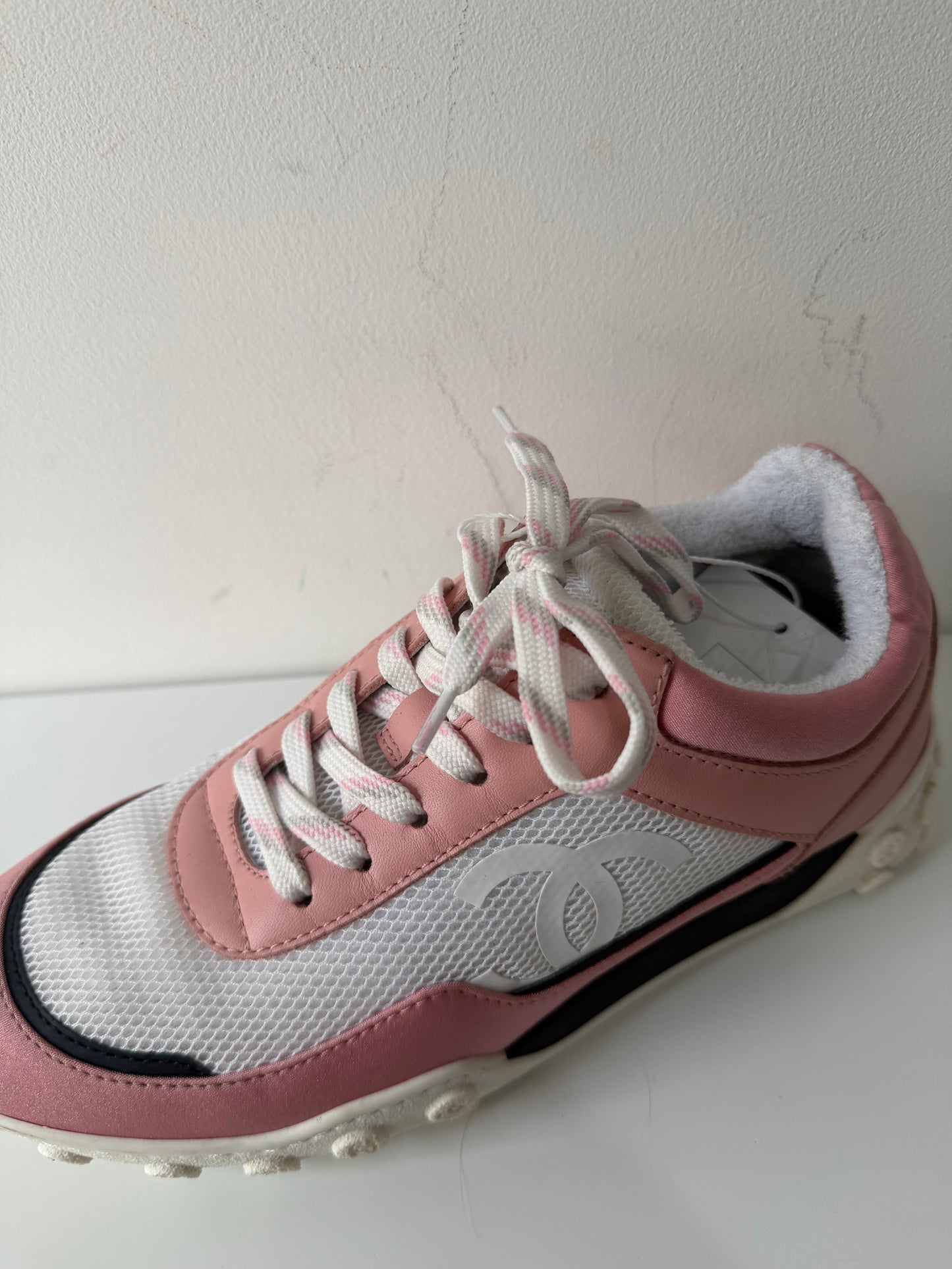Preloved, Pink Chanel Sneakers Trainers, Size 35.5 - UK 2.5