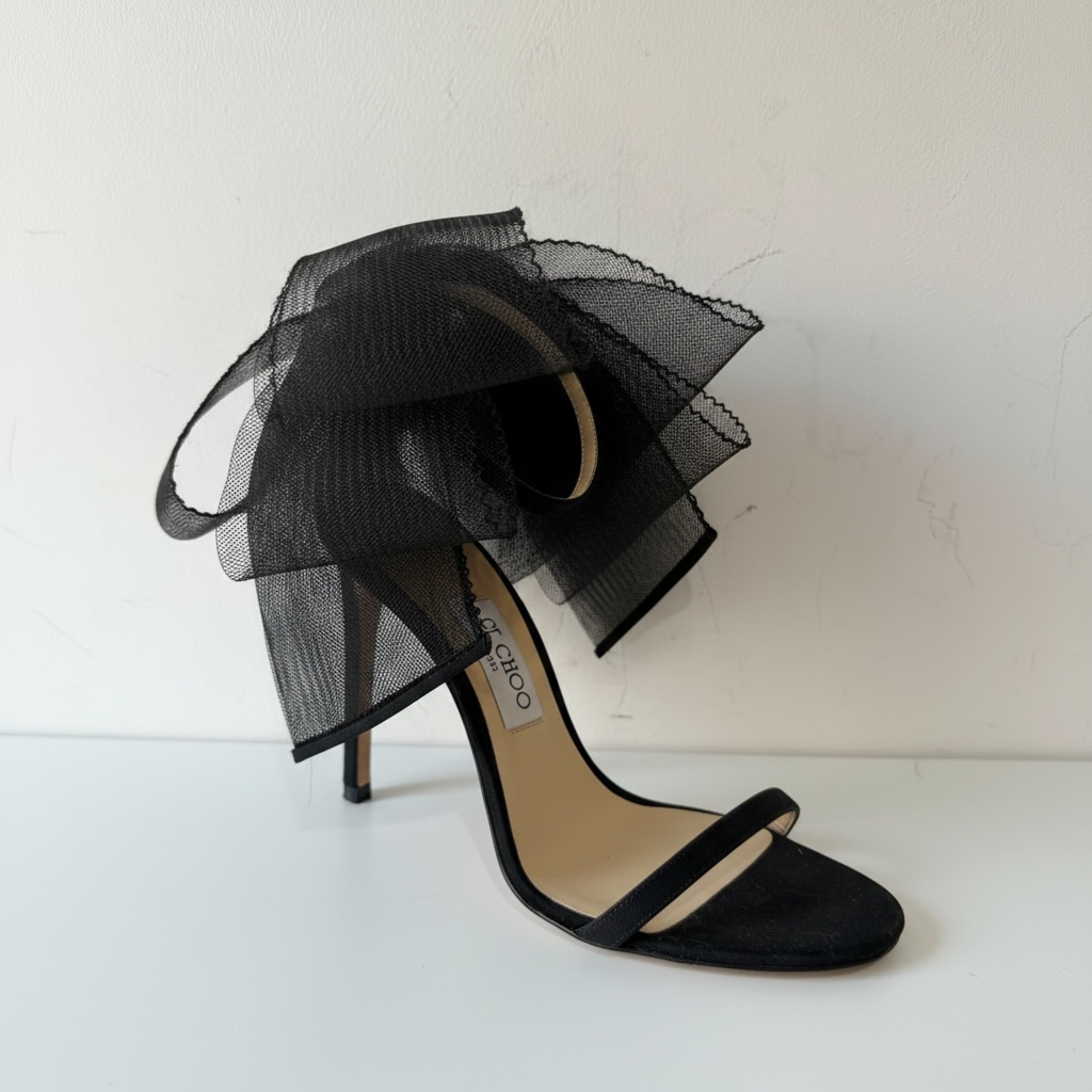 Preloved Black BOW LIMITED EDITION Jimmy Choo Heels, Size 6