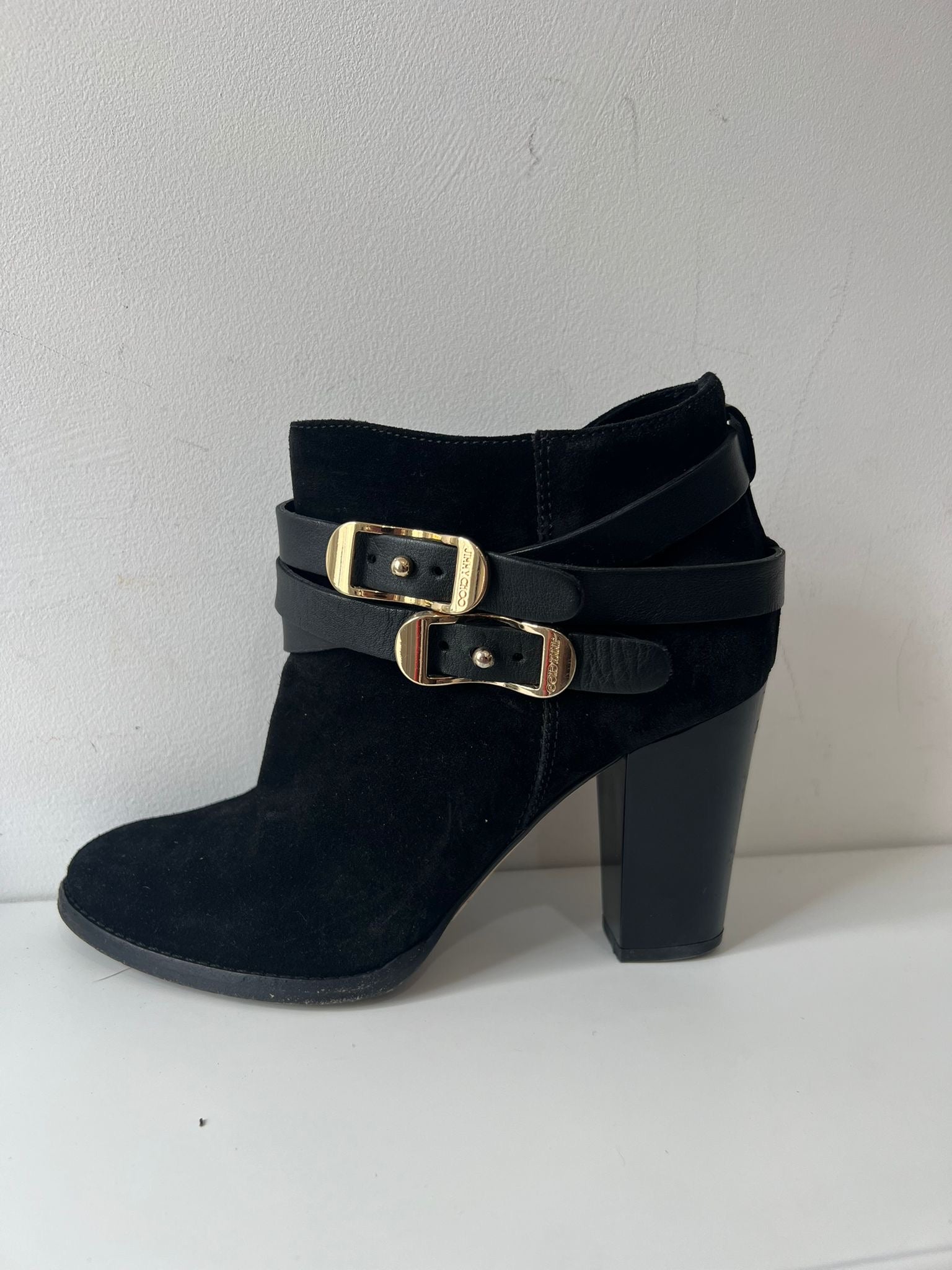Preloved Black  Jimmy Choo Ankle Boots, Size 37 - UK 4