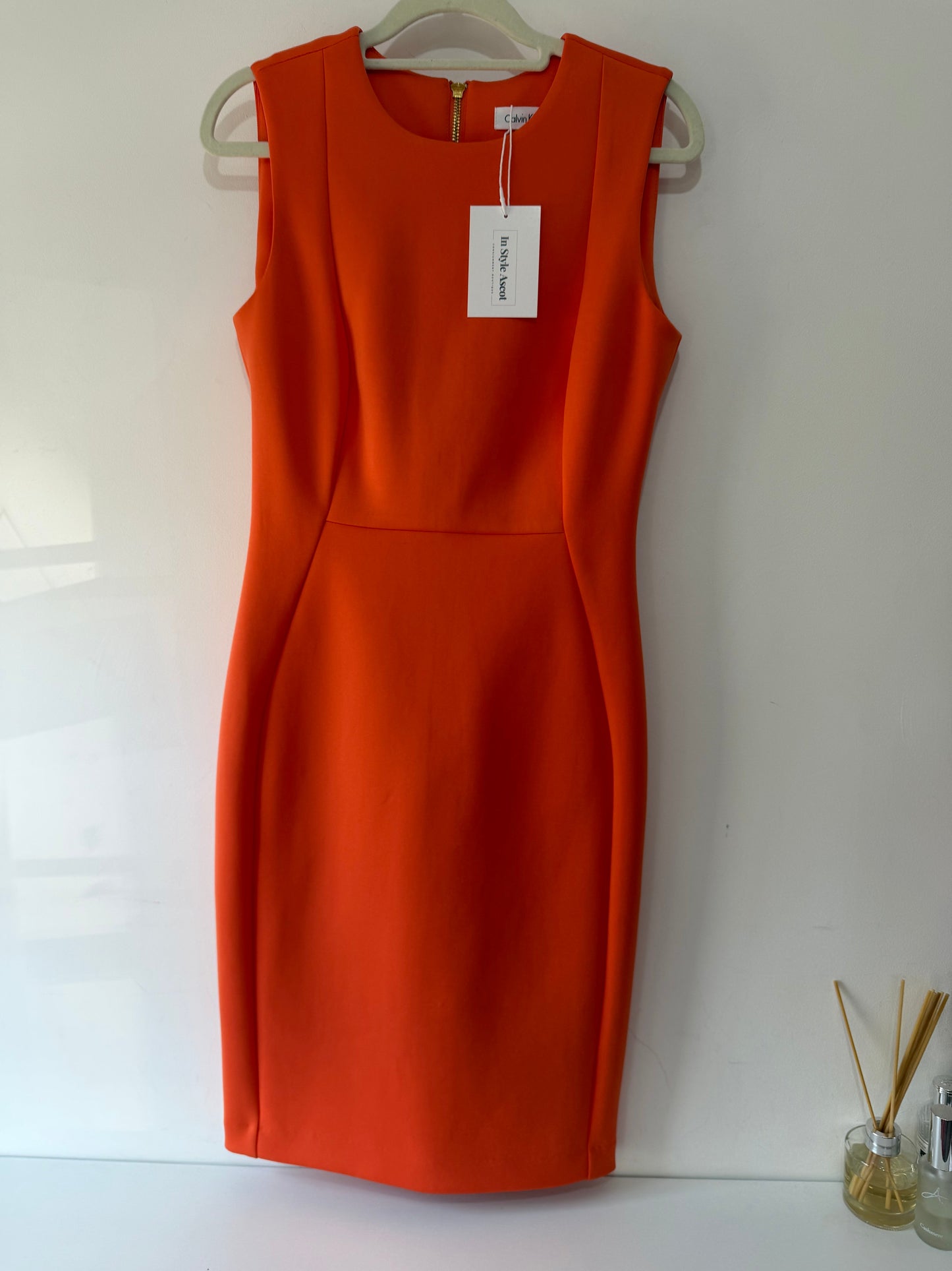 Preloved Orange Calvin Klein Dress, Size 8