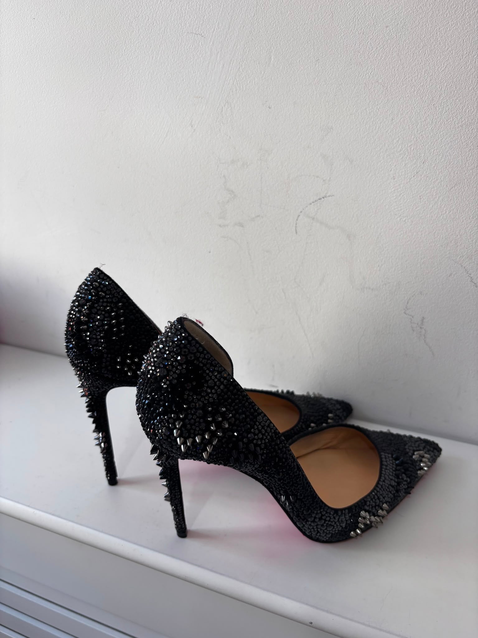 Preloved Diamonte Black Crystal Christian Louboutin LIMITED EDITION Heels, Size 6 (39)