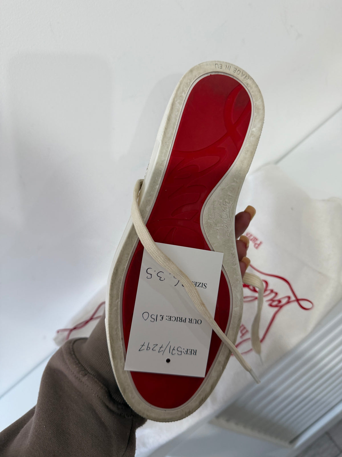 Preloved Brown with floral pattern Christian Louboutin Trainers, Size 36 Uk 3.5