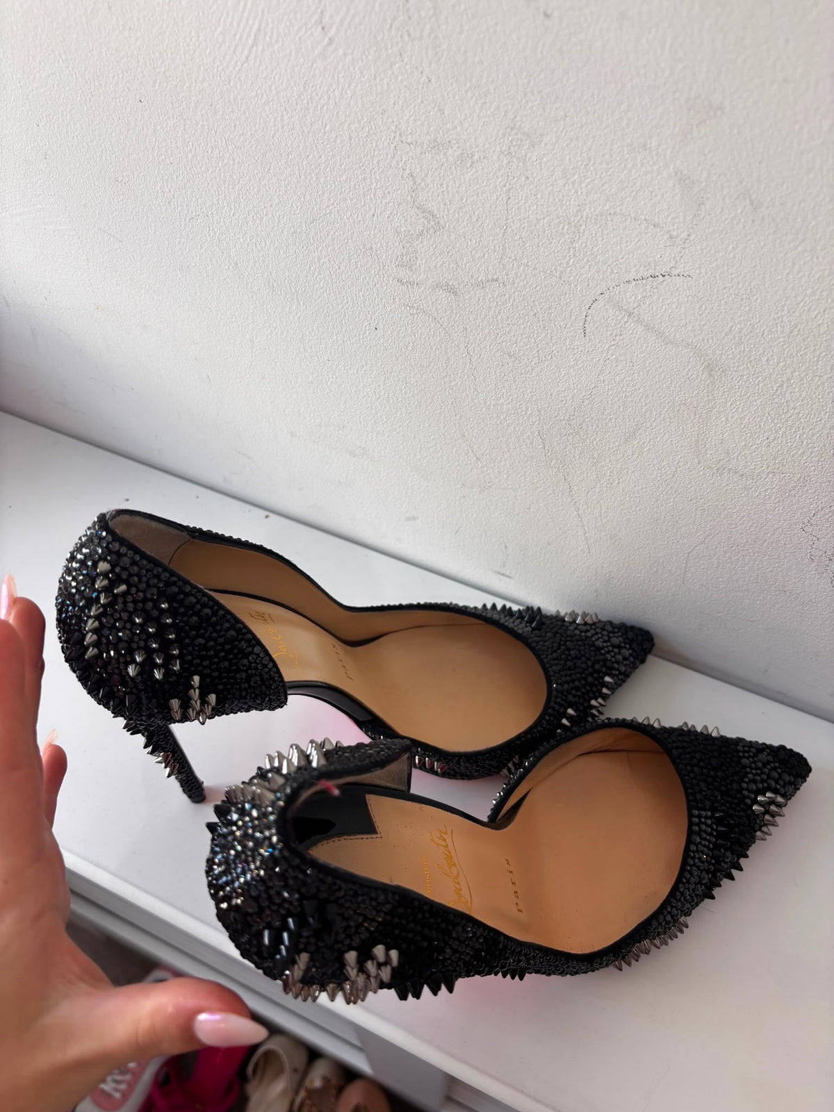 Preloved Diamonte Black Crystal Christian Louboutin LIMITED EDITION Heels, Size 6 (39)