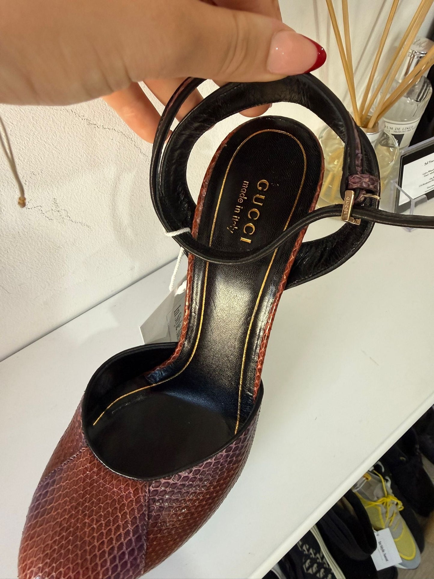 Preloved Brand New Python Gucci Runway Heels, Size 38.5 - UK 5.5