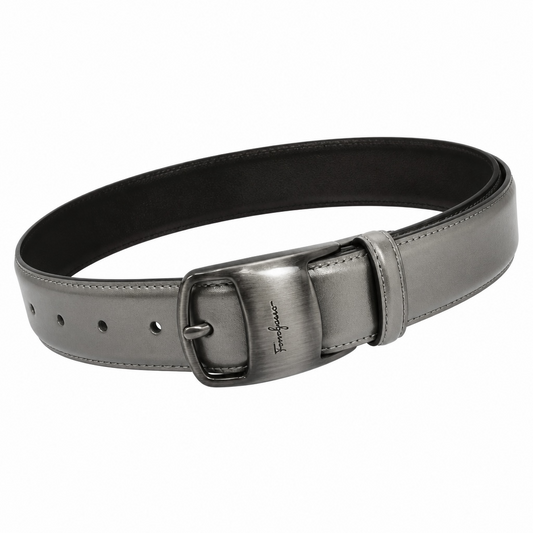 Preloved, Grey with Brushed Silvertone Hardware  Salvatore Ferragamo Belt, 90 cm