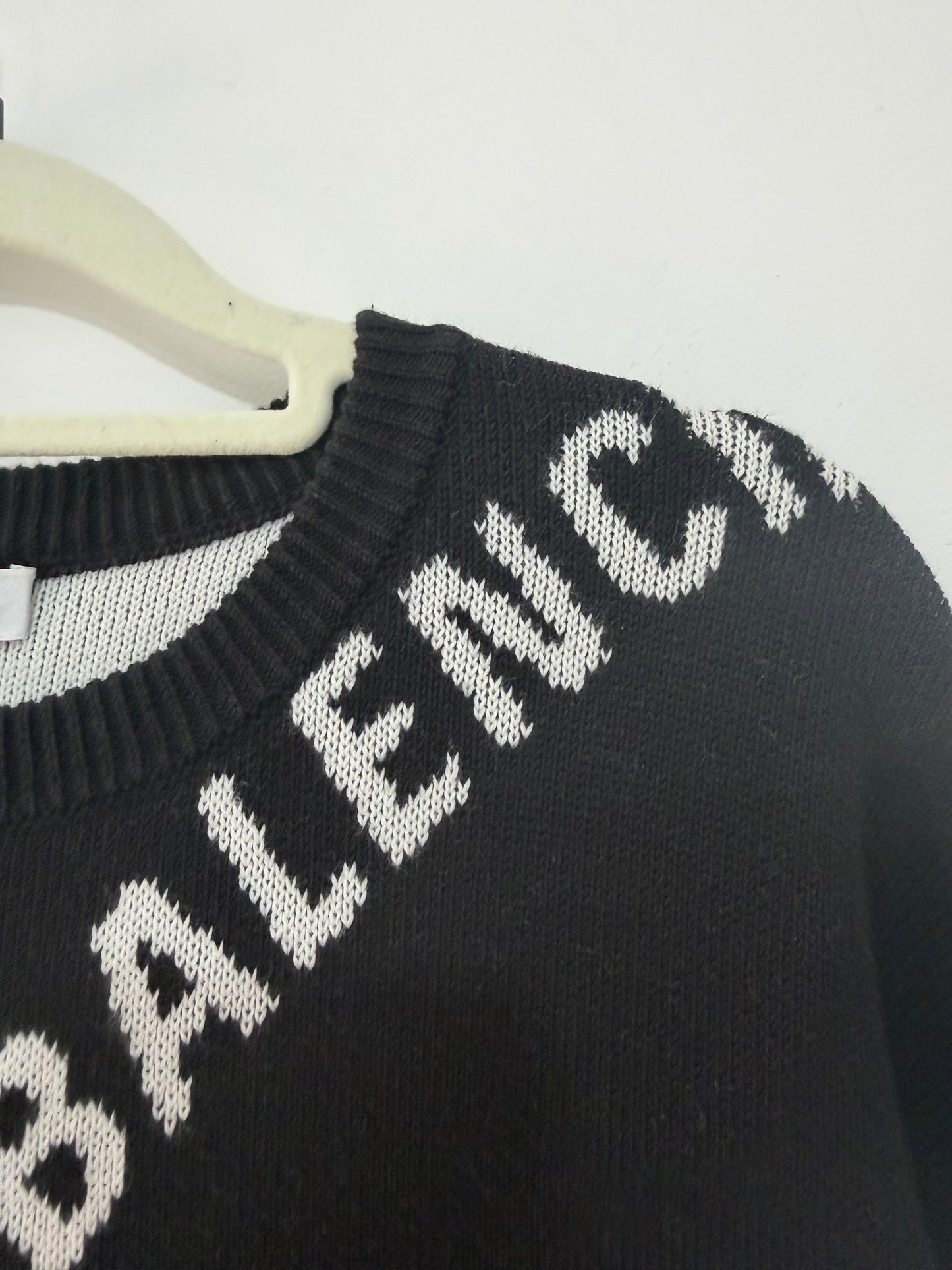 Preloved, Logo Black Balenciaga Unisex Jumper, Size S (Oversized)