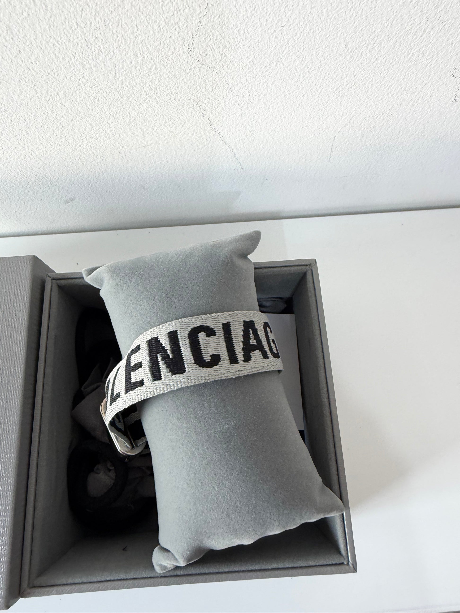 Preloved Light Grey & Black Balenciaga Bracelet