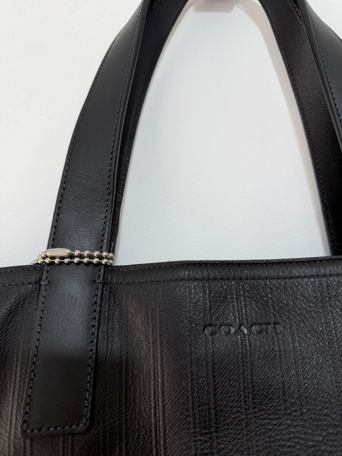 Preloved Black Coach Leather Tote Bag