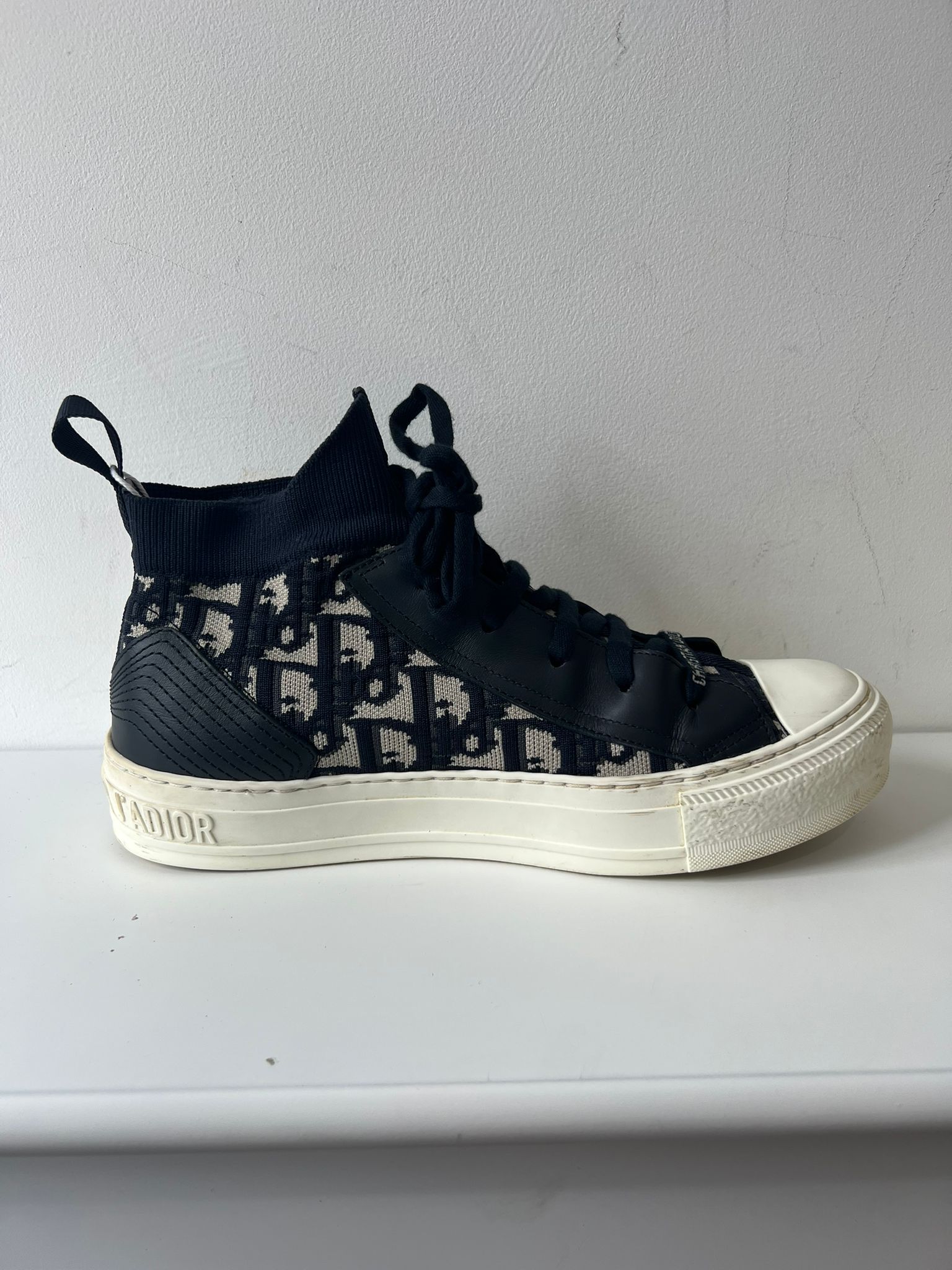 Preloved Navy and White Christian Dior Sneakers Trainers, Size 37 - UK 4