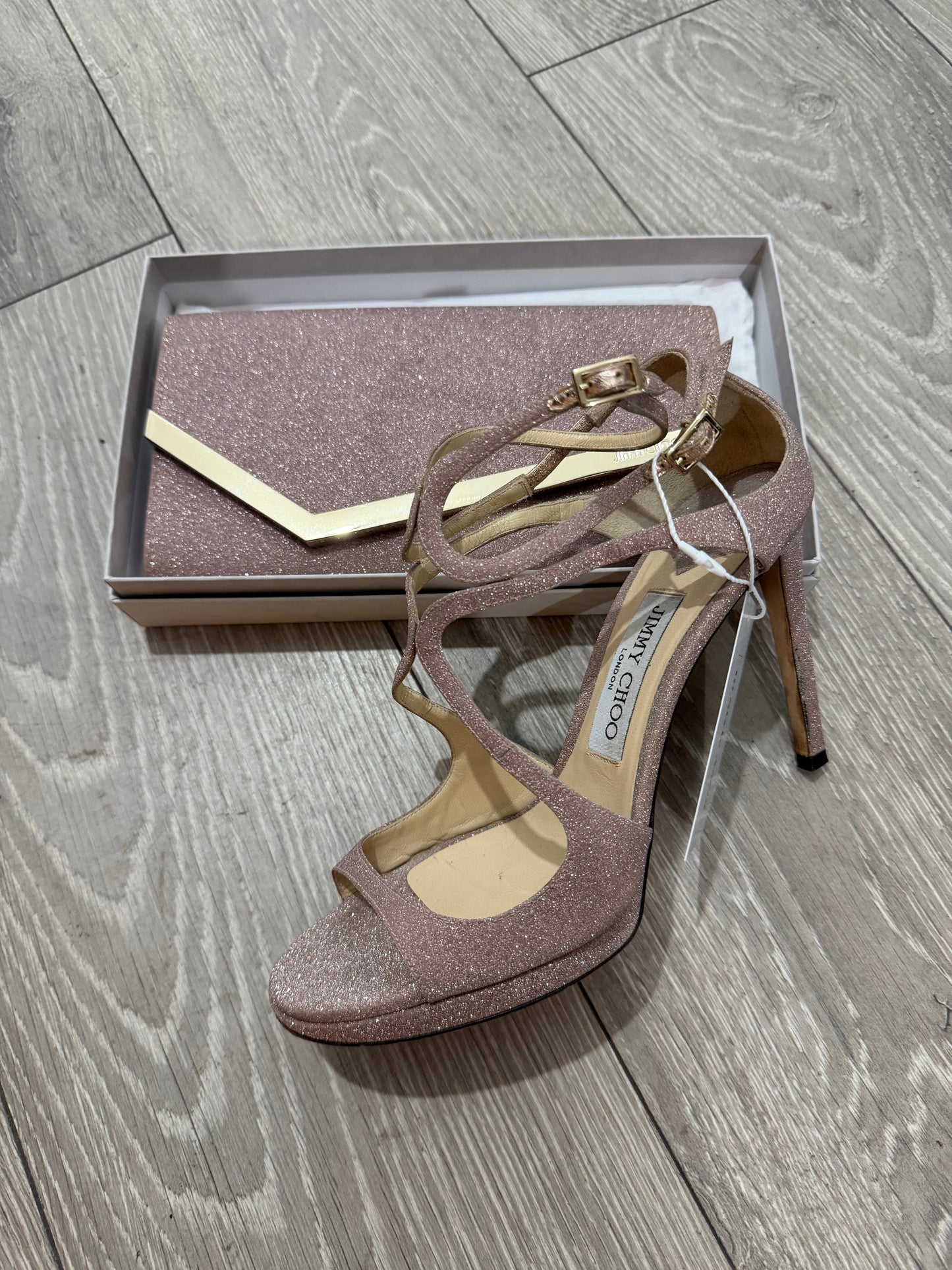 Preloved Pink Jimmy Choo Bag and Shoe Set, Size 38 - UK 5