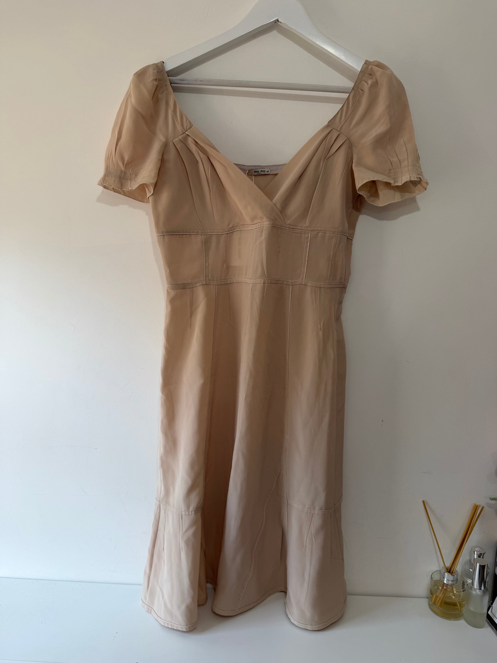 Preloved Tan Miu Miu Dress, Size UK 10