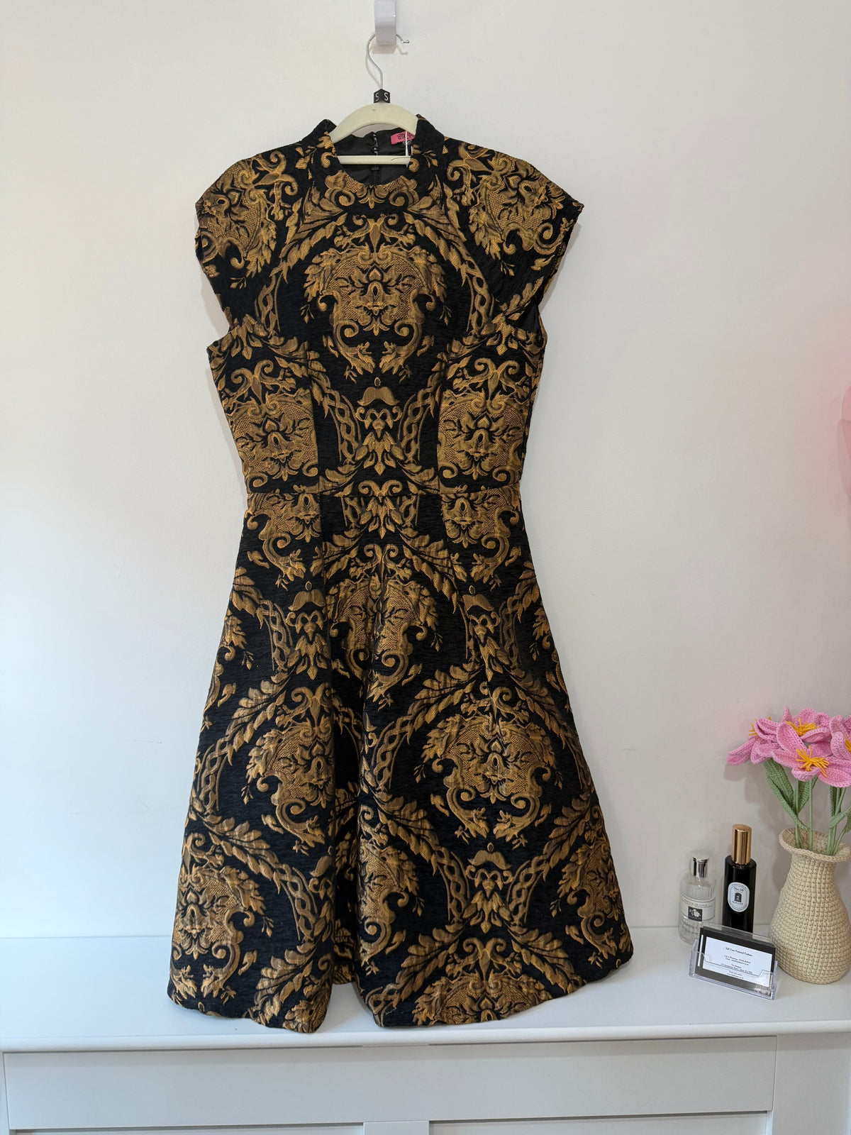 Preloved, Black and Gold Chi-Chi Dress, Size 10