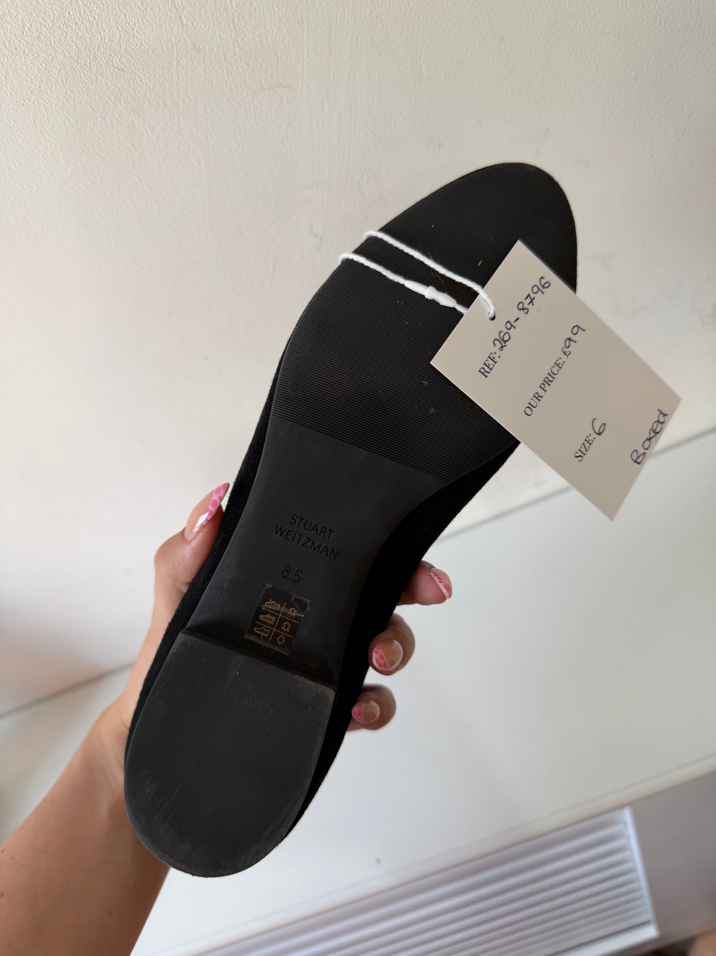 Preloved BRAND NEW Black Suede Stuart Wietzman Flats, Size 6 (39)