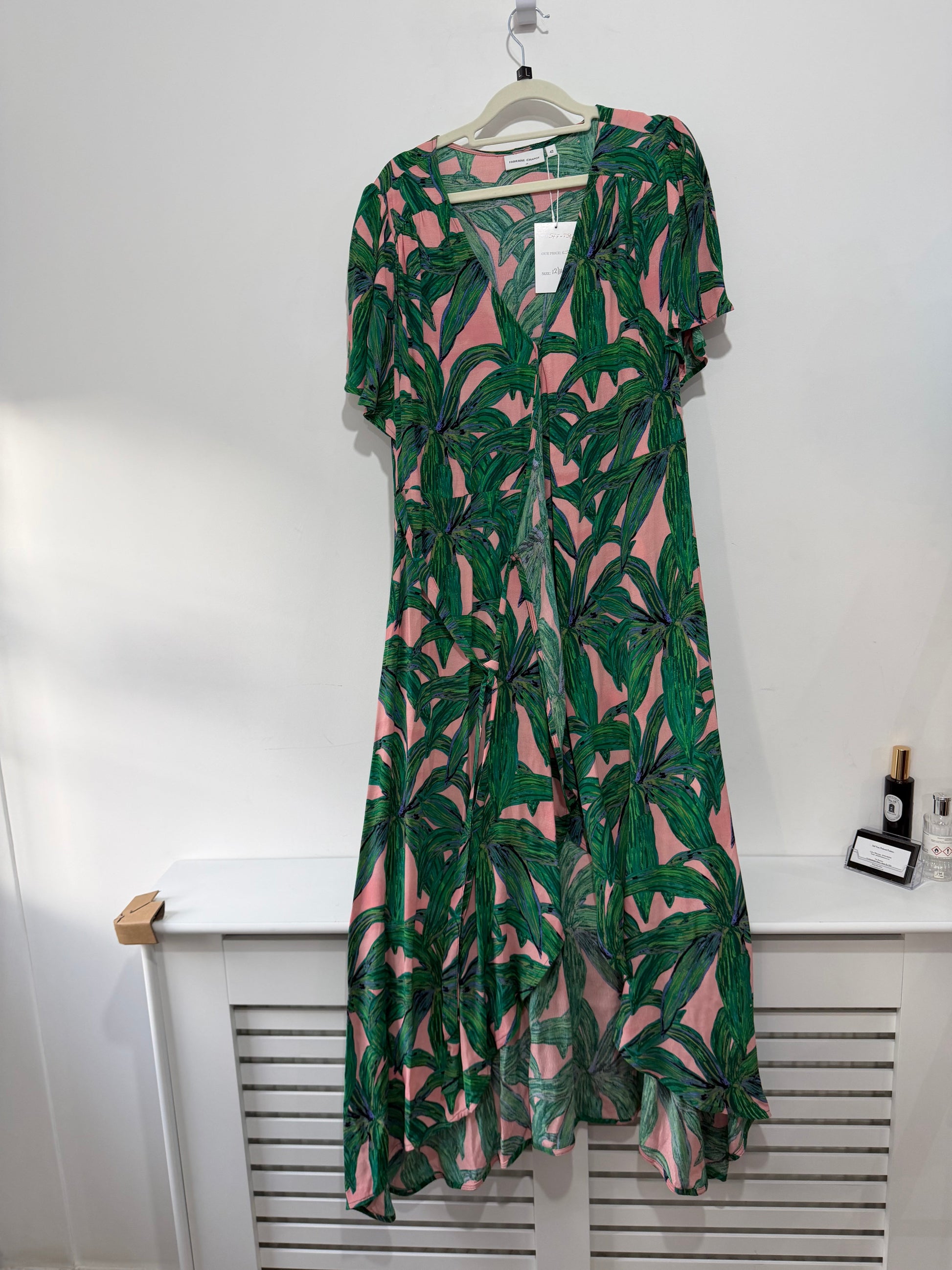 Preloved, Green and Pink Fabienne Chapot Dress, Size 12/14