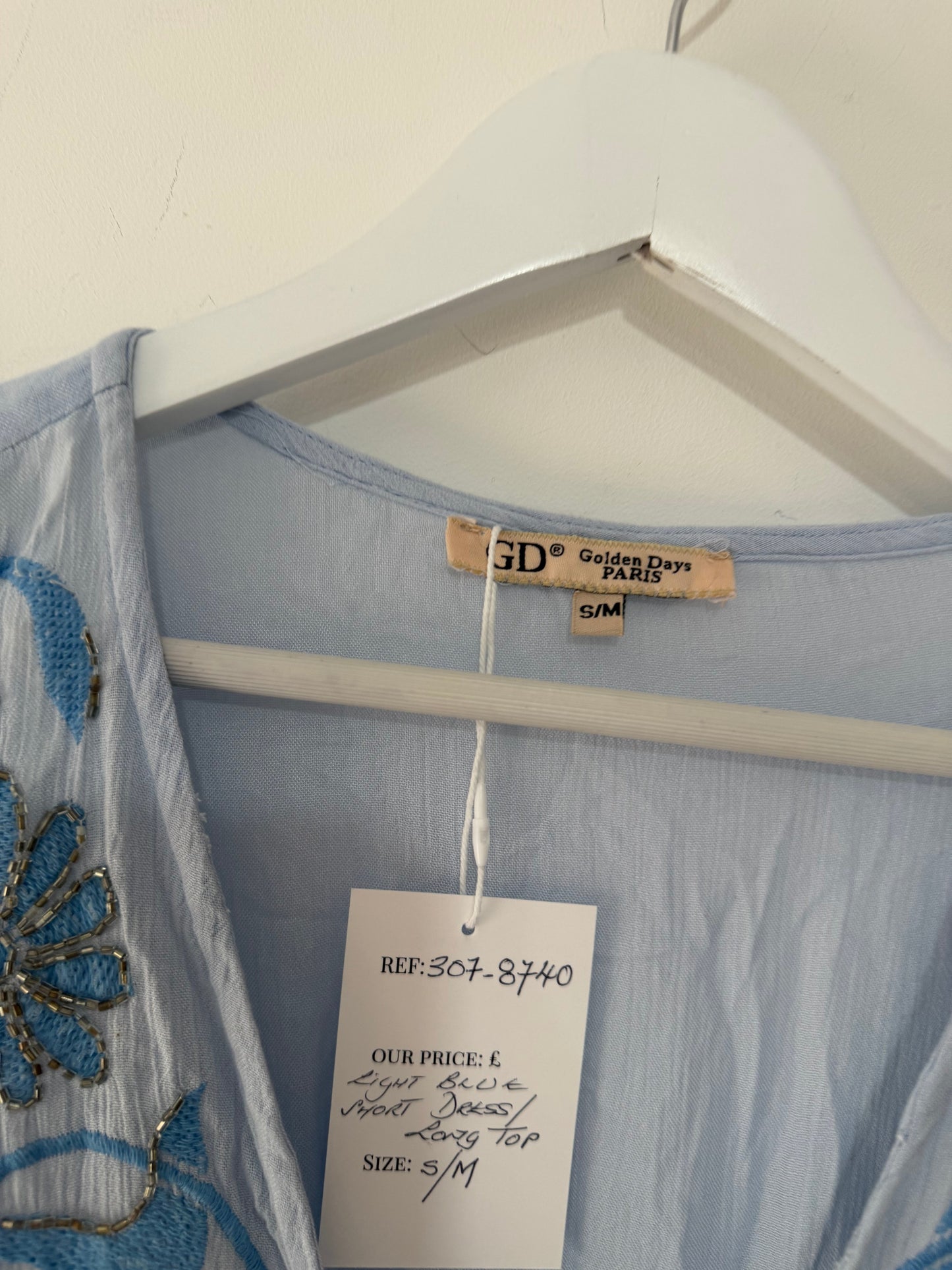Preloved Light Blue Golden Days Paris Dress, S/M