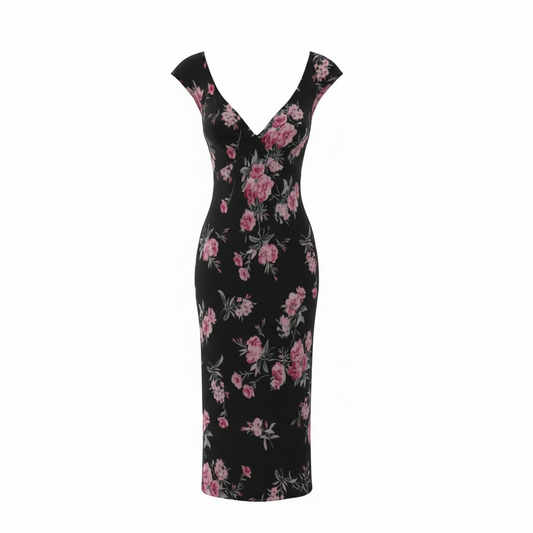 Pre-owned, Black and Floral Max&Co Dress, Size 8