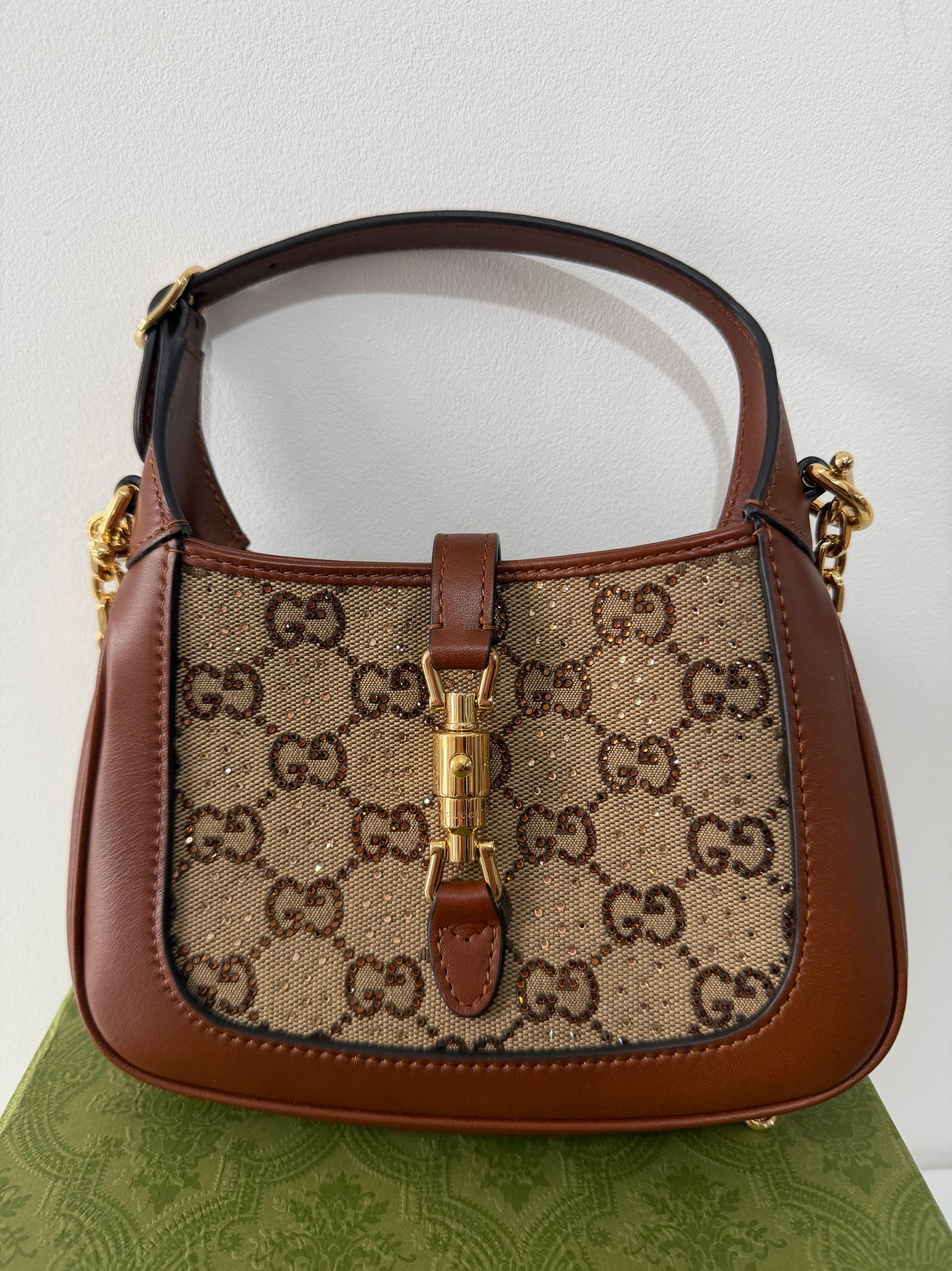 Preloved Re-edition Gucci Jackie 1961 Mini Crystal, GG Supreme and Leather Mini