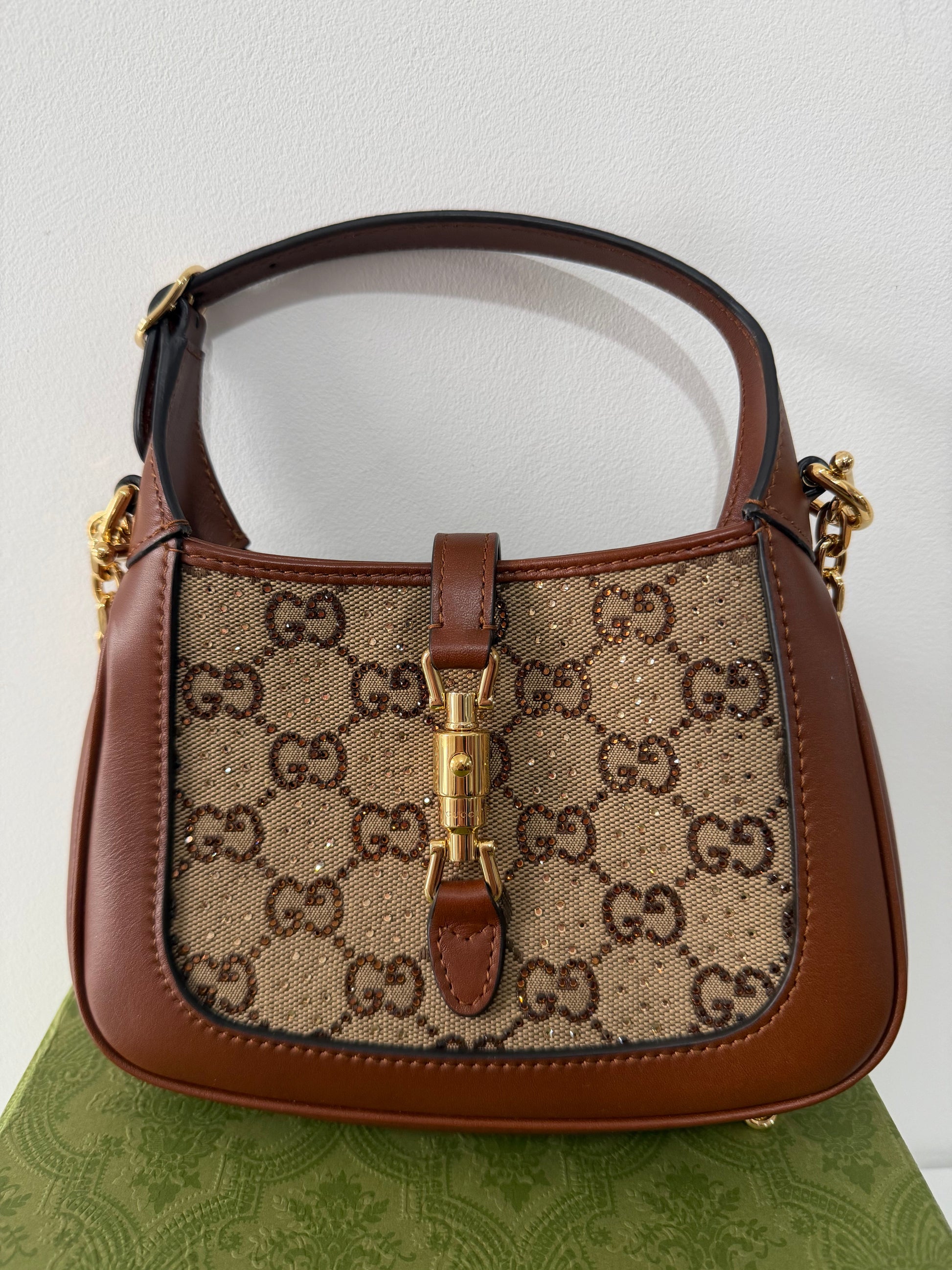 Preloved Re-edition Gucci Jackie 1961 Mini Crystal, GG Supreme and Leather Mini