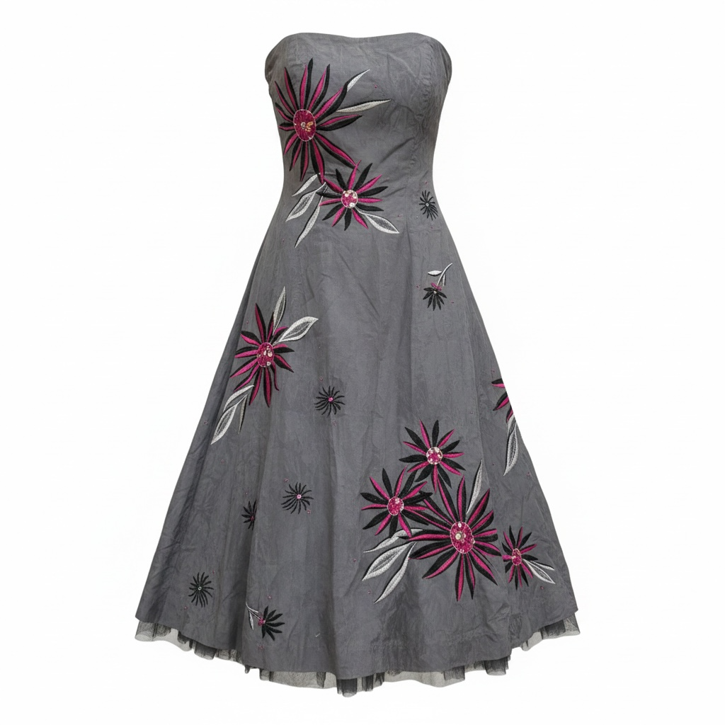 Preloved grey and pink Nicholas Millington Dress, Size 12