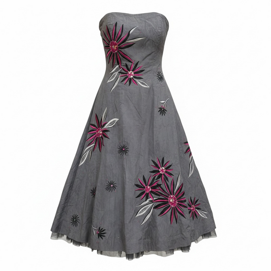 Preloved grey and pink Nicholas Millington Dress, Size 12