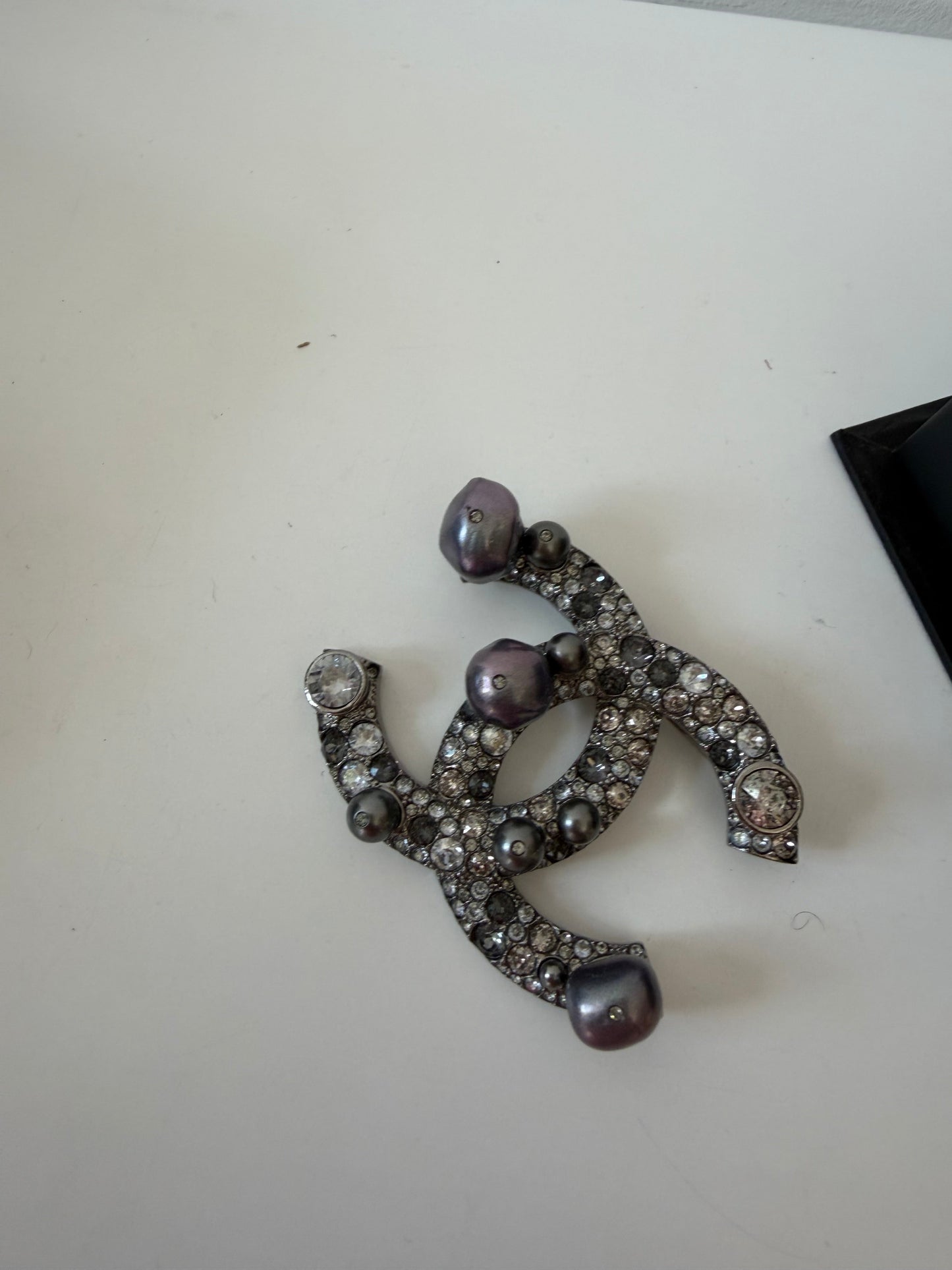 Preowned, Limited Edition Silver and Pearl Chanel Broach Brooch, Rue de Cambon Flagship Box