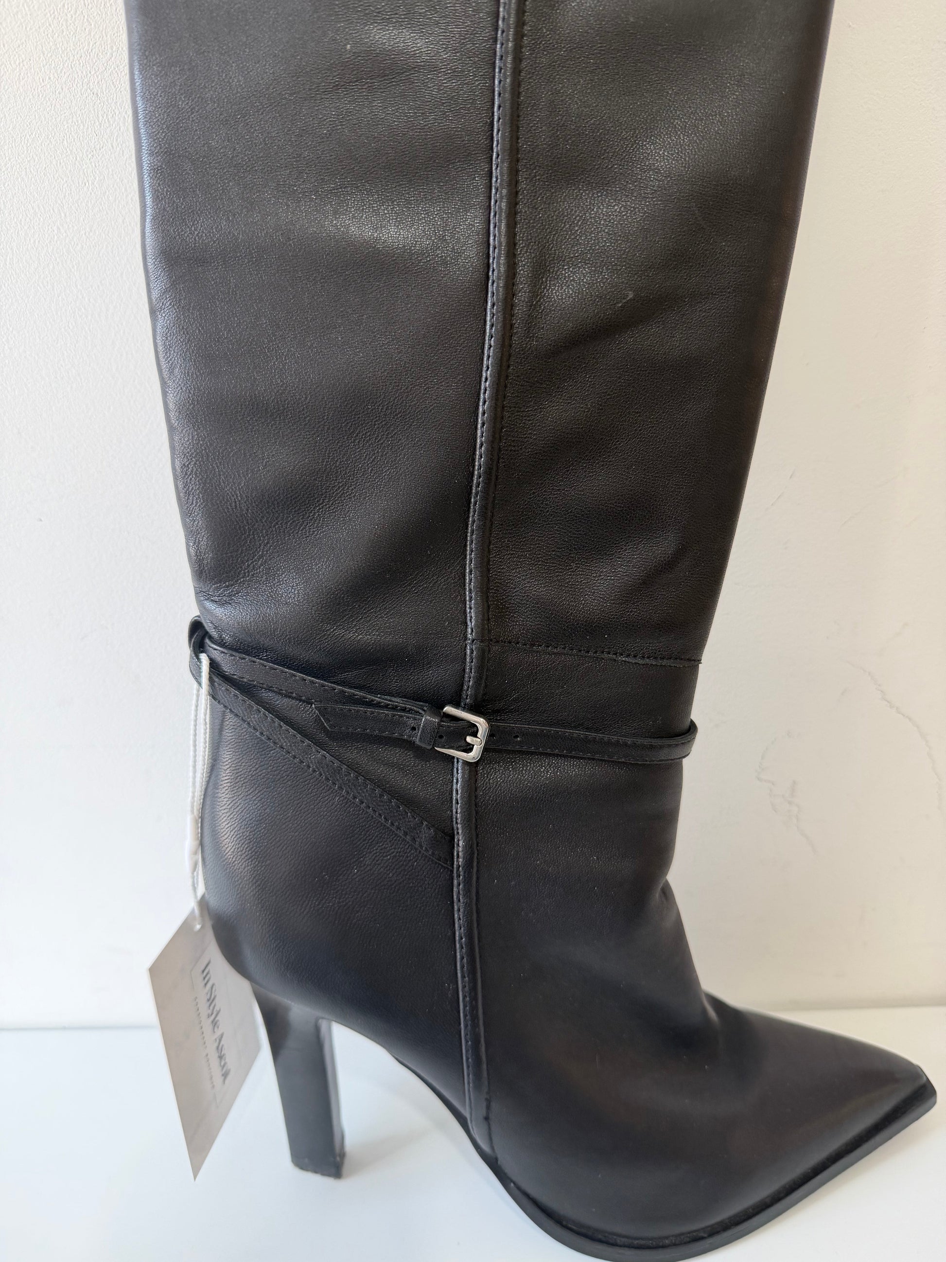Preloved Black Reiss Knee High Boots, Size 6