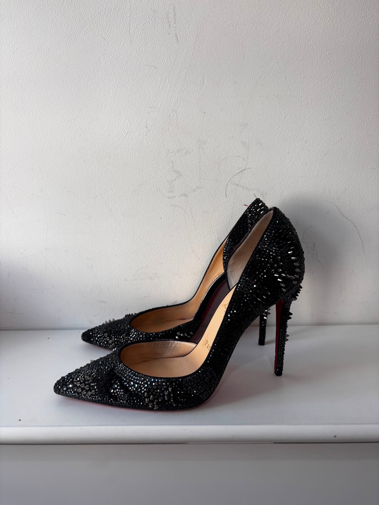 Preloved Diamonte Black Crystal Christian Louboutin LIMITED EDITION Heels, Size 6 (39)