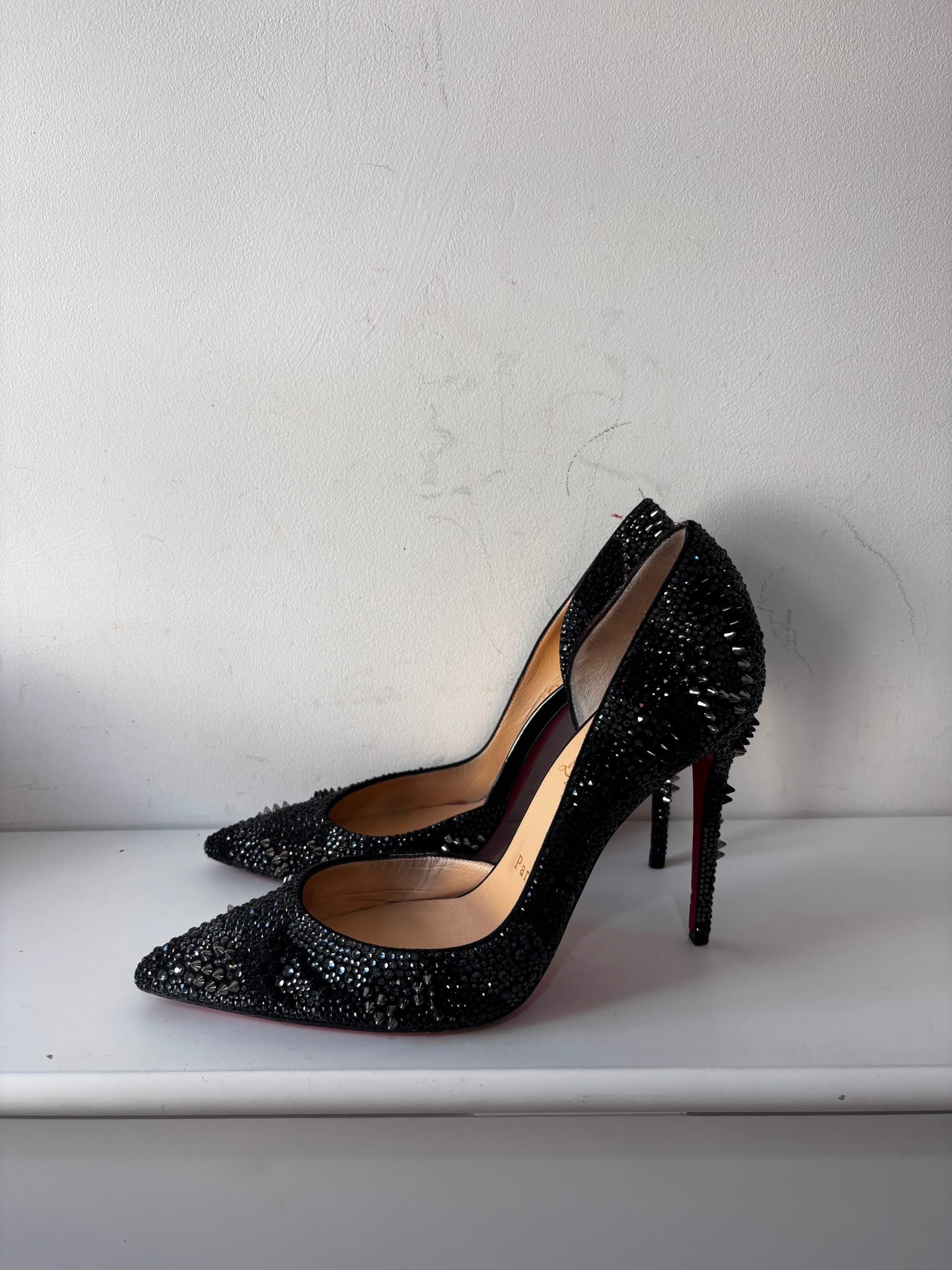 Preloved Diamonte Black Crystal Christian Louboutin LIMITED EDITION Heels, Size 6 (39)