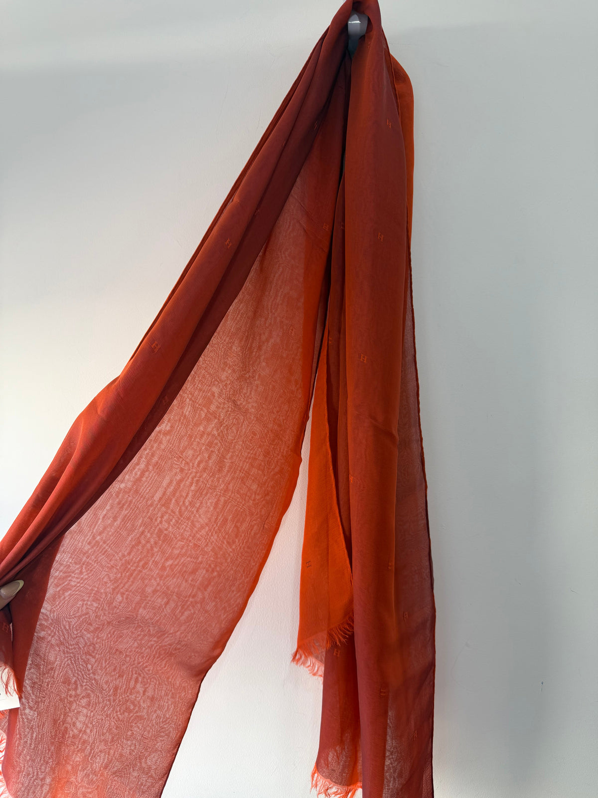 Preloved Rust Orange Hermes Scarf, 68 x 175