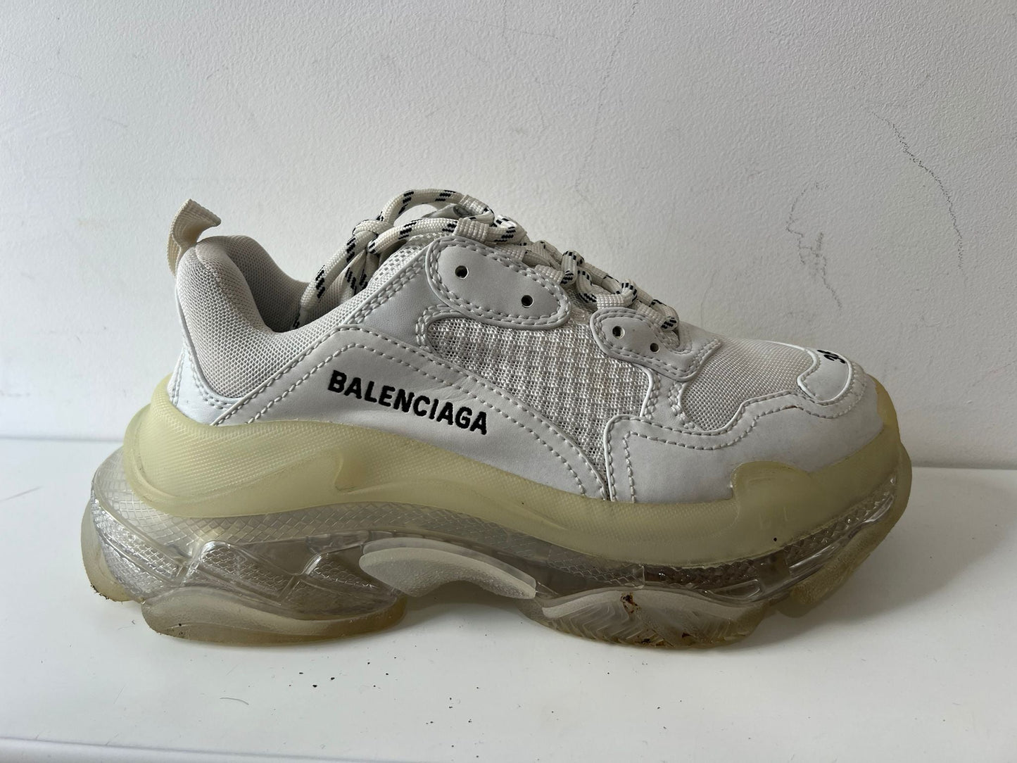 Preloved, White with Distinctive Clear Sole  Balenciaga Balenciaga Triple S Sneakers Trainers, Size 38 - UK 5