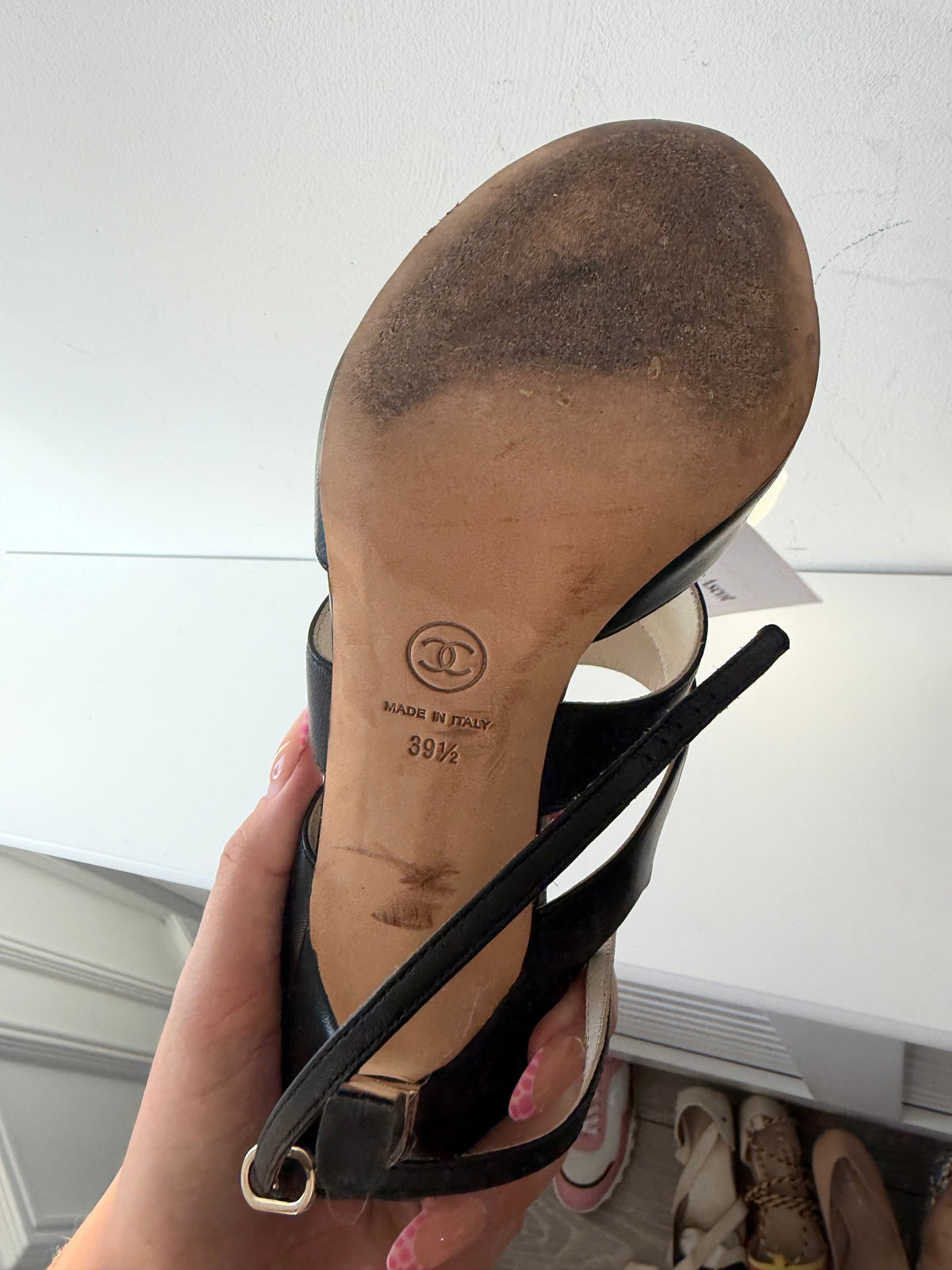 Preloved, Black  Chanel Heels, Size 39 1/2