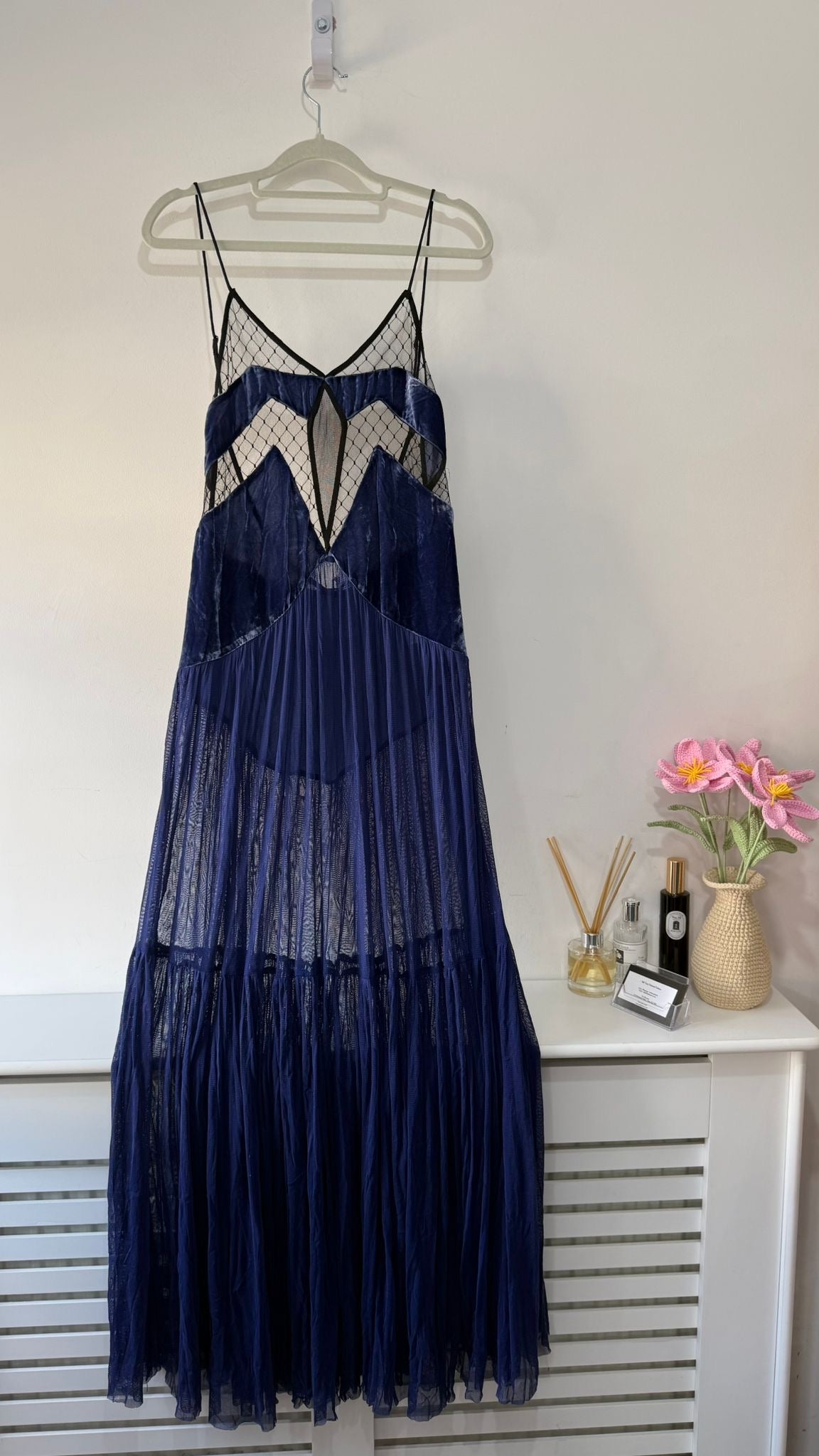 Preloved Velour Blue Sleeping with Jacques Dress, M, BNWT