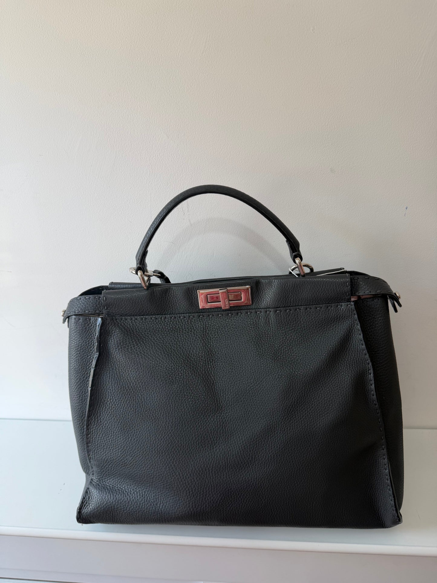 Preloved Grey Fendi Peekaboo Bag, Large