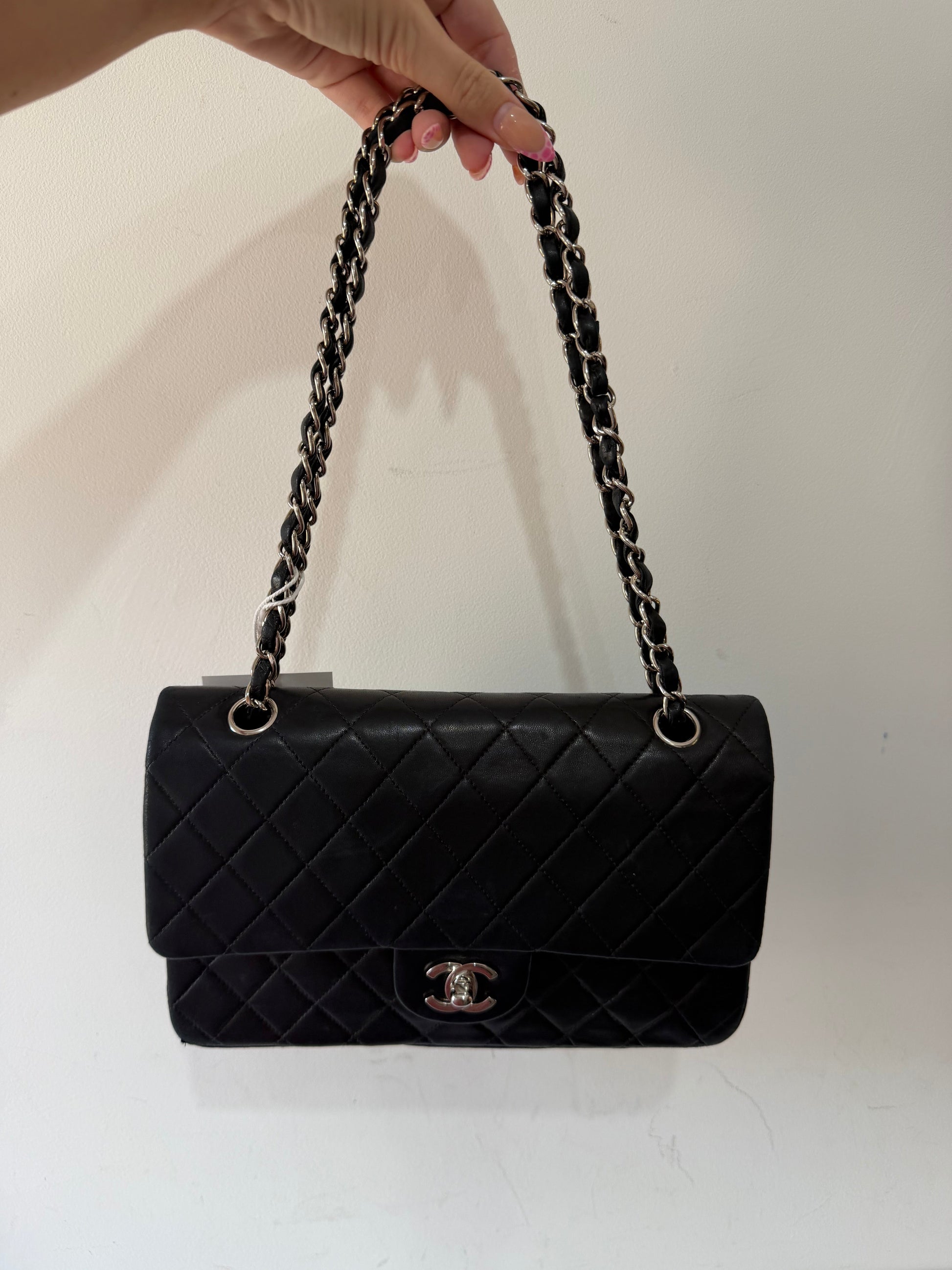 Preloved Chanel Vintage Small Classic Flap - Black Lambskin | Silver Hardware
