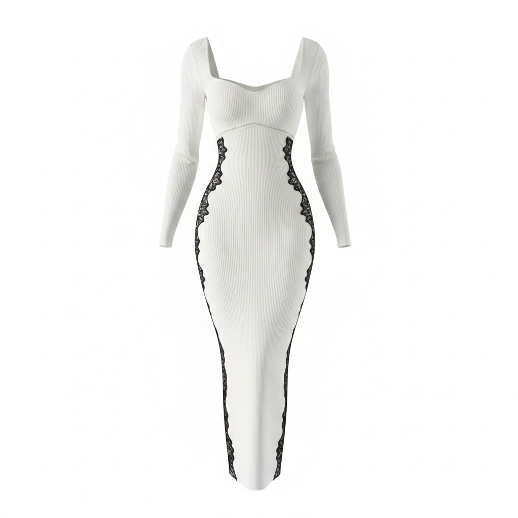 Preloved, White/Black Self-Portrait Dress, UK 8