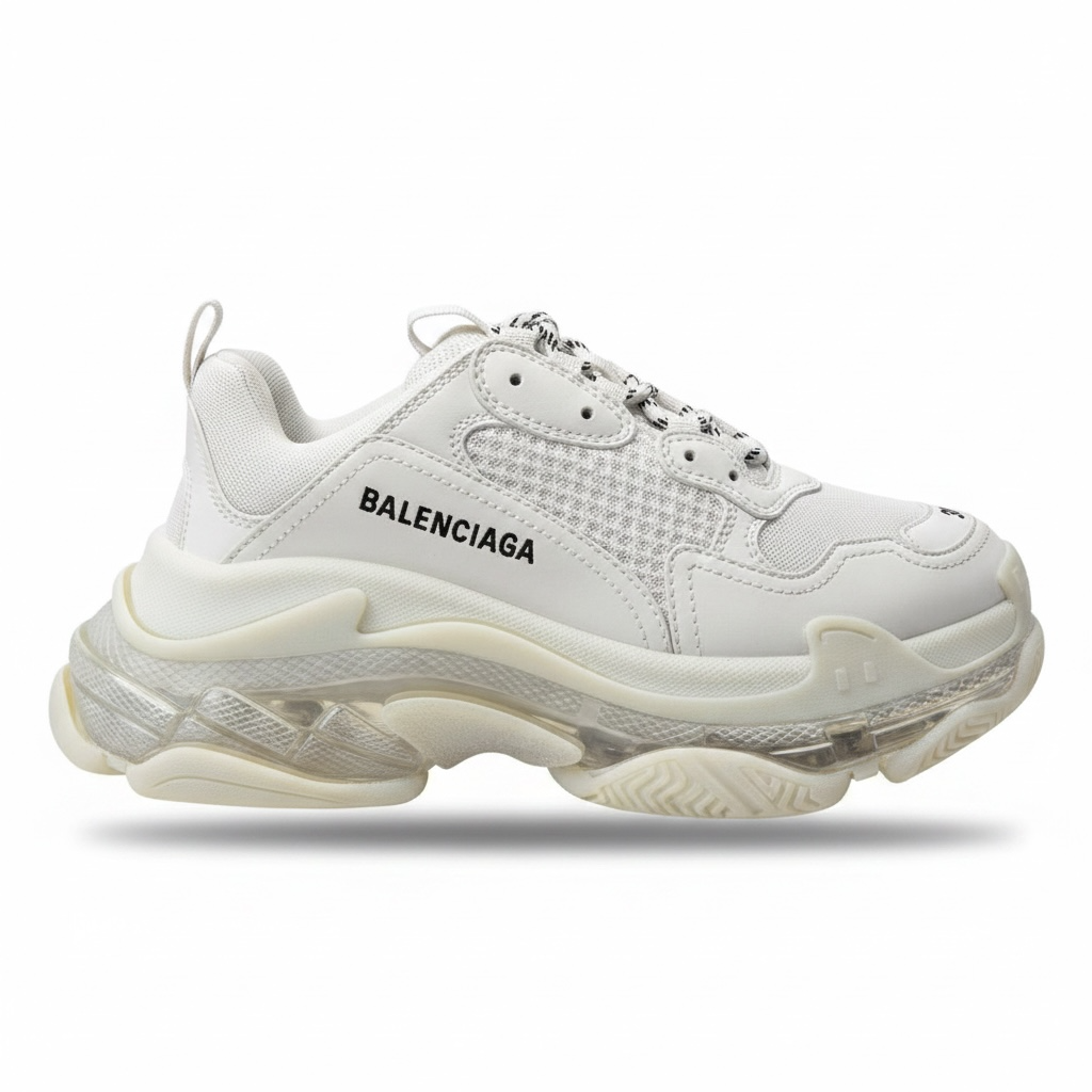 Preloved, White with Distinctive Clear Sole  Balenciaga Balenciaga Triple S Sneakers Trainers, Size 38 - UK 5
