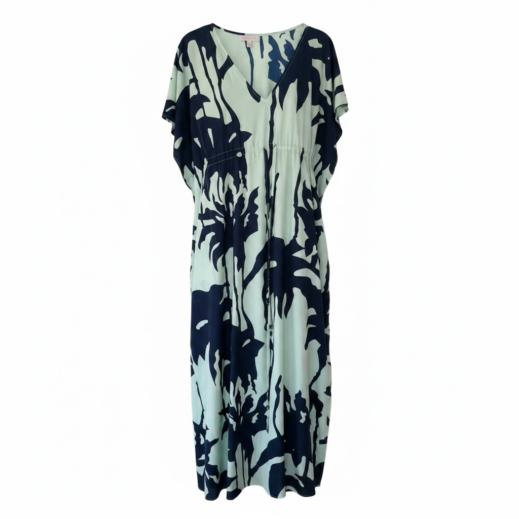 Preloved, Teal/Navy Gharani Strok  Dress, UK 10