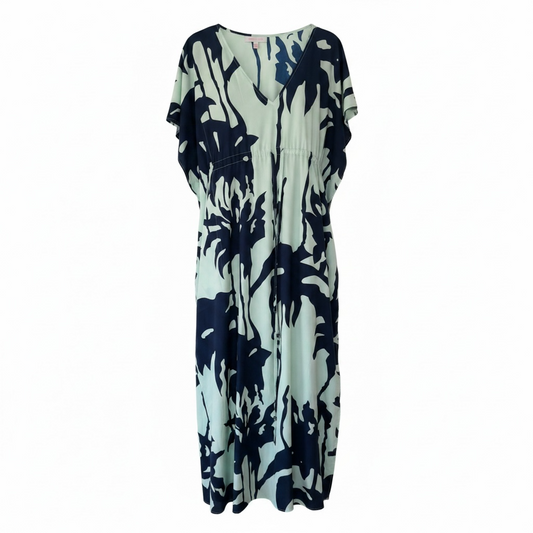 Preloved, Teal/Navy Gharani Strok  Dress, UK 10