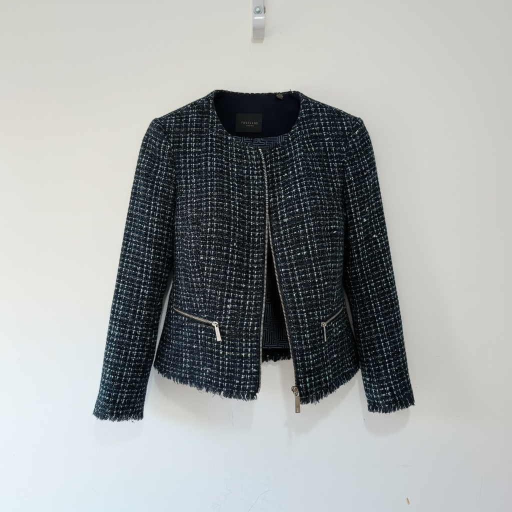 Preloved navy tweed Ted baker Jacket, Size 4