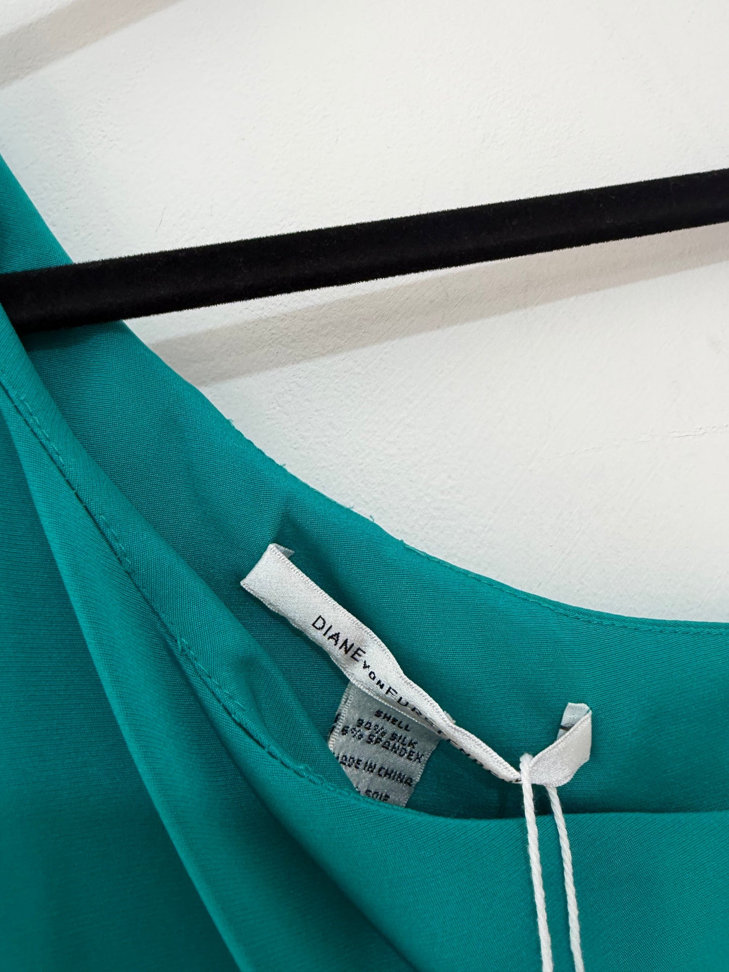 Preloved Turquoise DVF Silk Dress, Size UK 8
