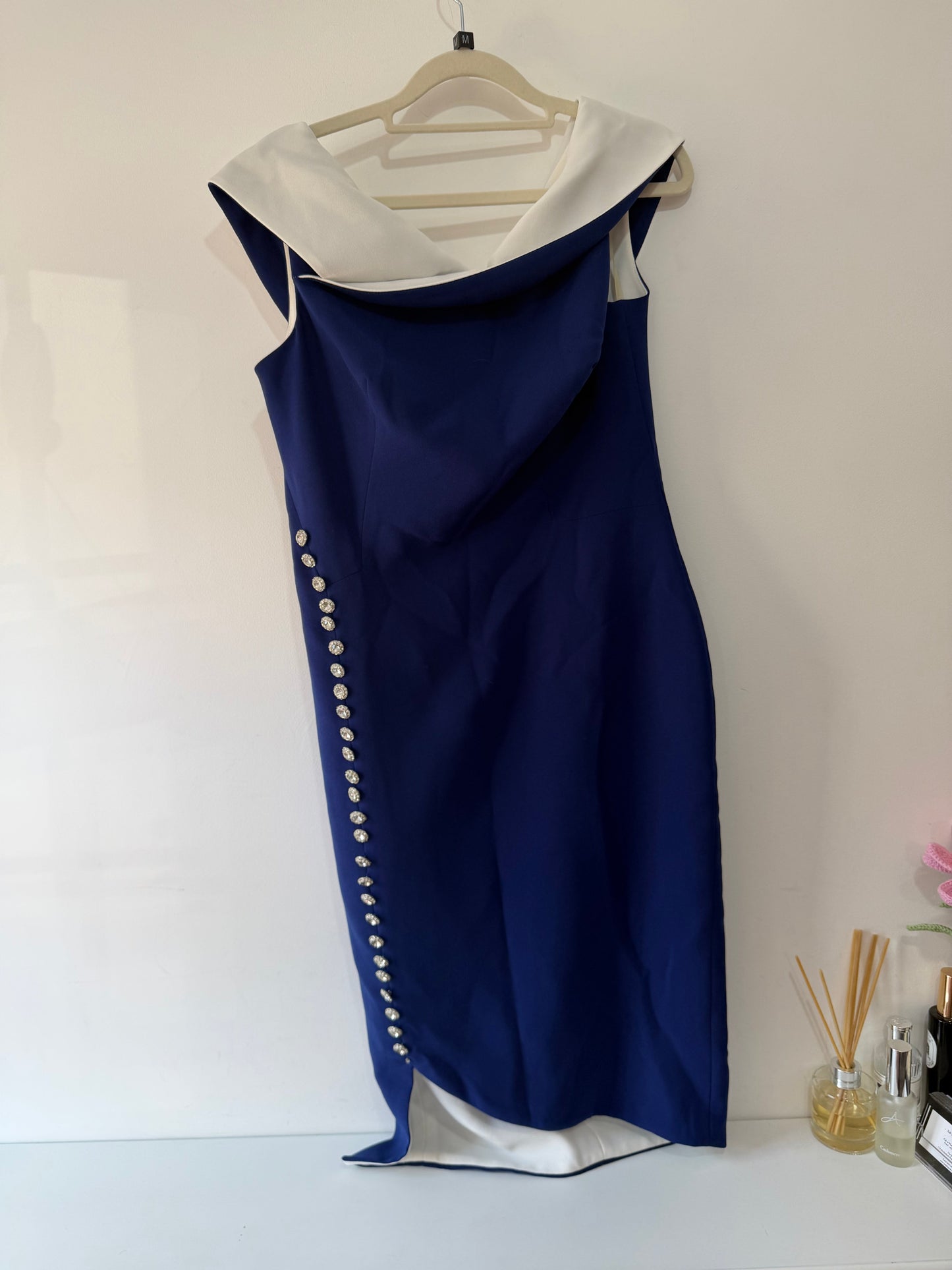 Preloved Blue Red & Royal Dress, Size 12