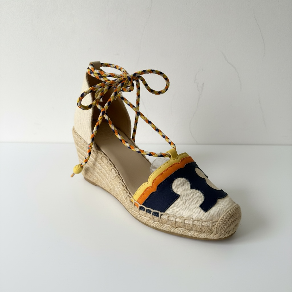 Preloved, NEW, Yellow Beige Tory Burch Espadrilles, Size 35.5 - UK 2.5