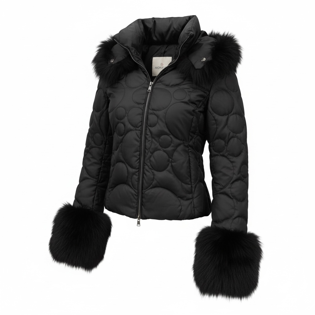 Preloved Black Moncler Jacket, Size S (Fox Fur Hood & Sleeves)