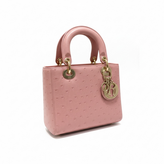 Preloved Pink & Gold Christian Dior Handbag, Small