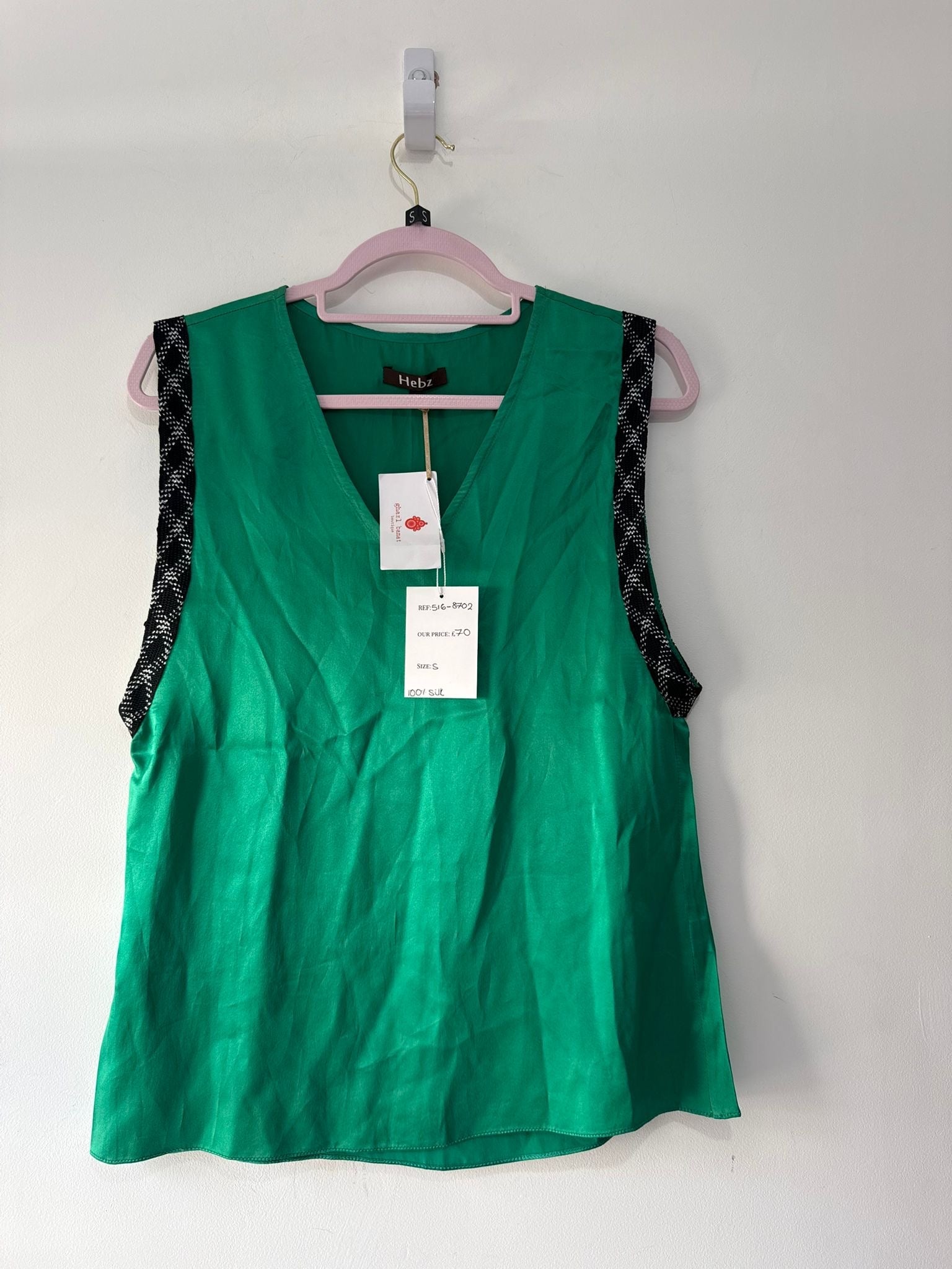 Preloved Green Hebz Silk Vest, Size S