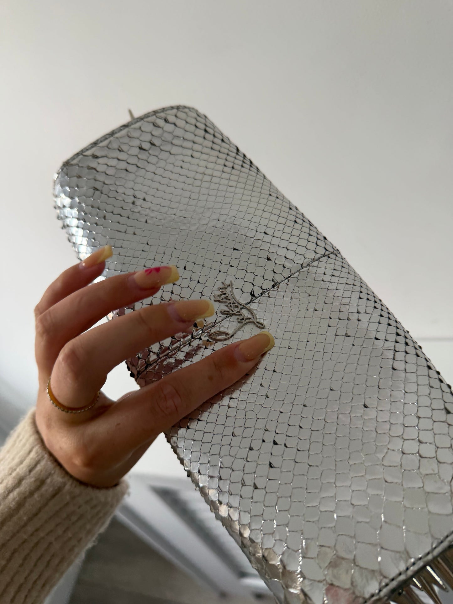 Preloved, Silver Christian Louboutin Clutch Bag